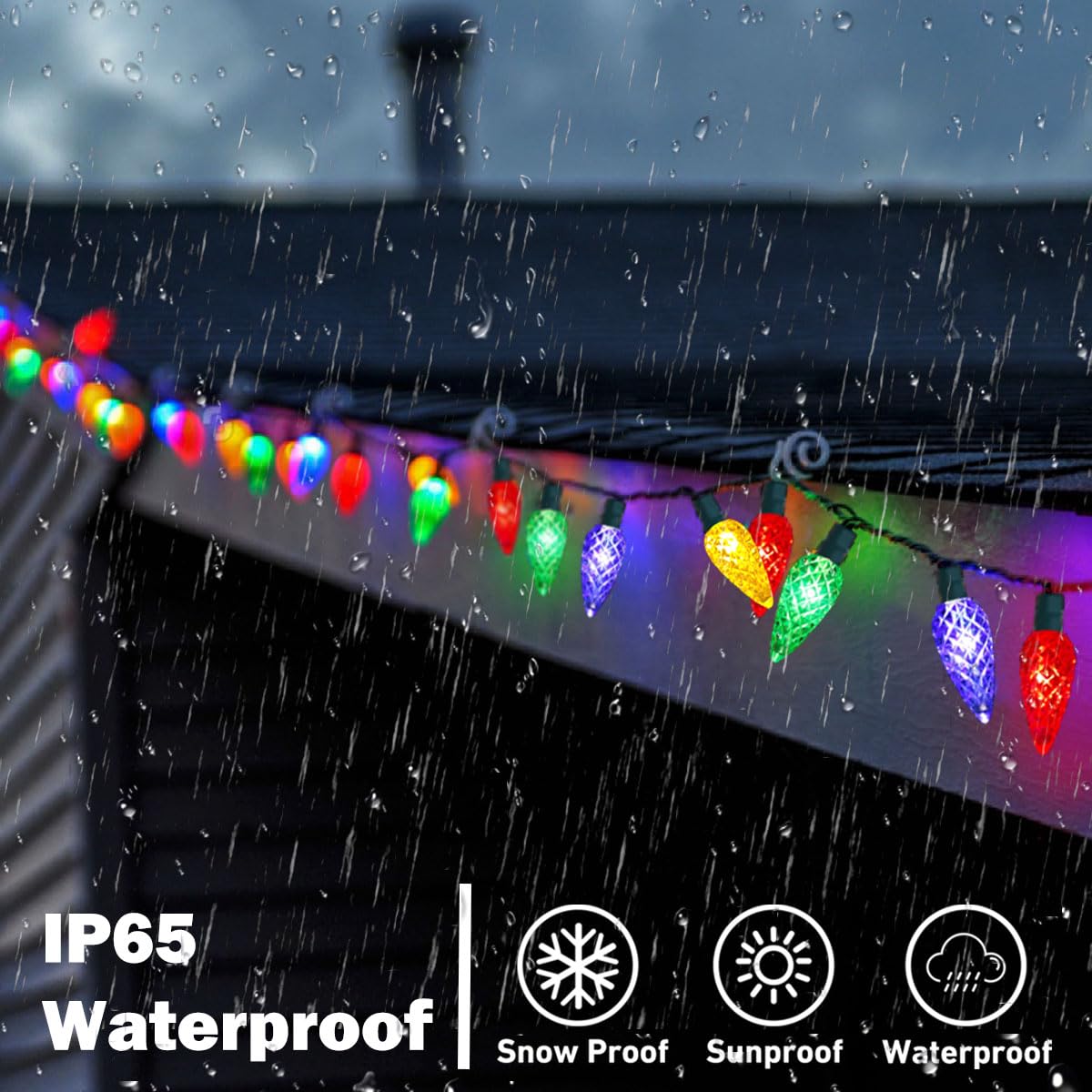 Iloverd C6 Solar Outdoor Multicolored 50Led 8 Modes Strawberry Christmas String Lights Waterproof For Xmas Tree Wreath Garland Garden Patio