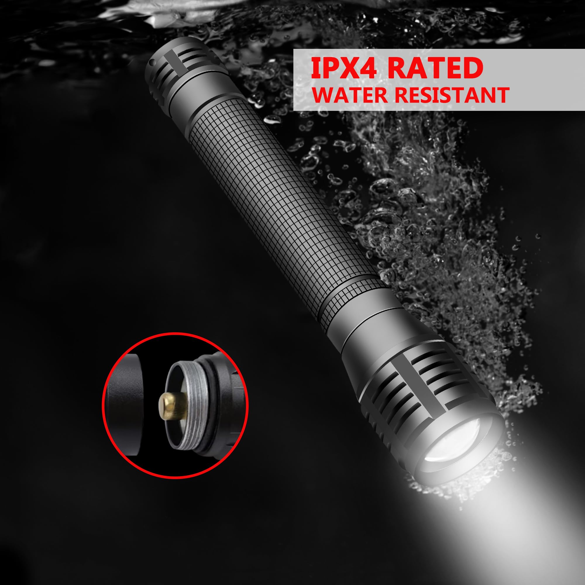 Hisonde 2000 Lumens Led Flashlight - Aa Battery Powered, 3 Modes, Zoomable Focus, Water Resistant - Perfect For Camping, Hiking, Emergency (Battery Not Included)