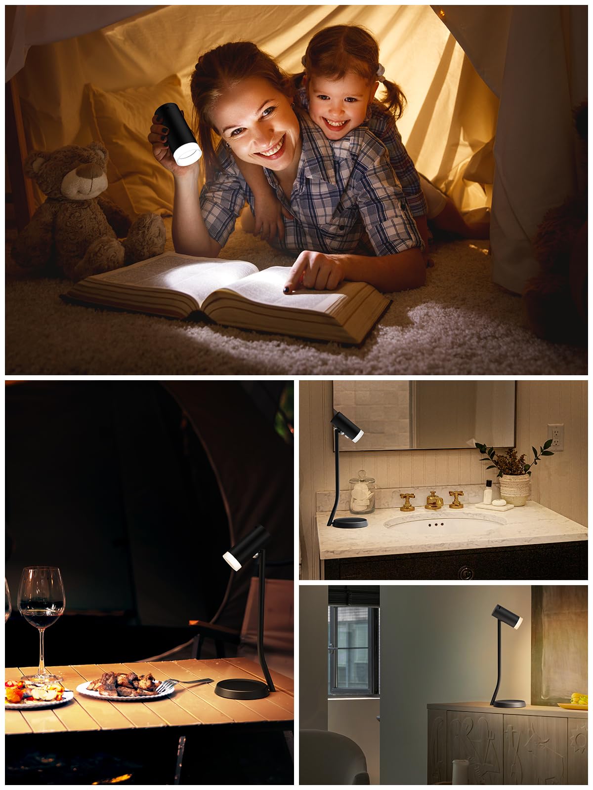Pesuten Cordless Table Lamps, Battery Operated Portable Table Light With Magnetic Adjustable Angle Head, 5000Mah Rechargeable Lamp With Cct Dimming For Patio Party Restaurant Dining Home 1 Pack