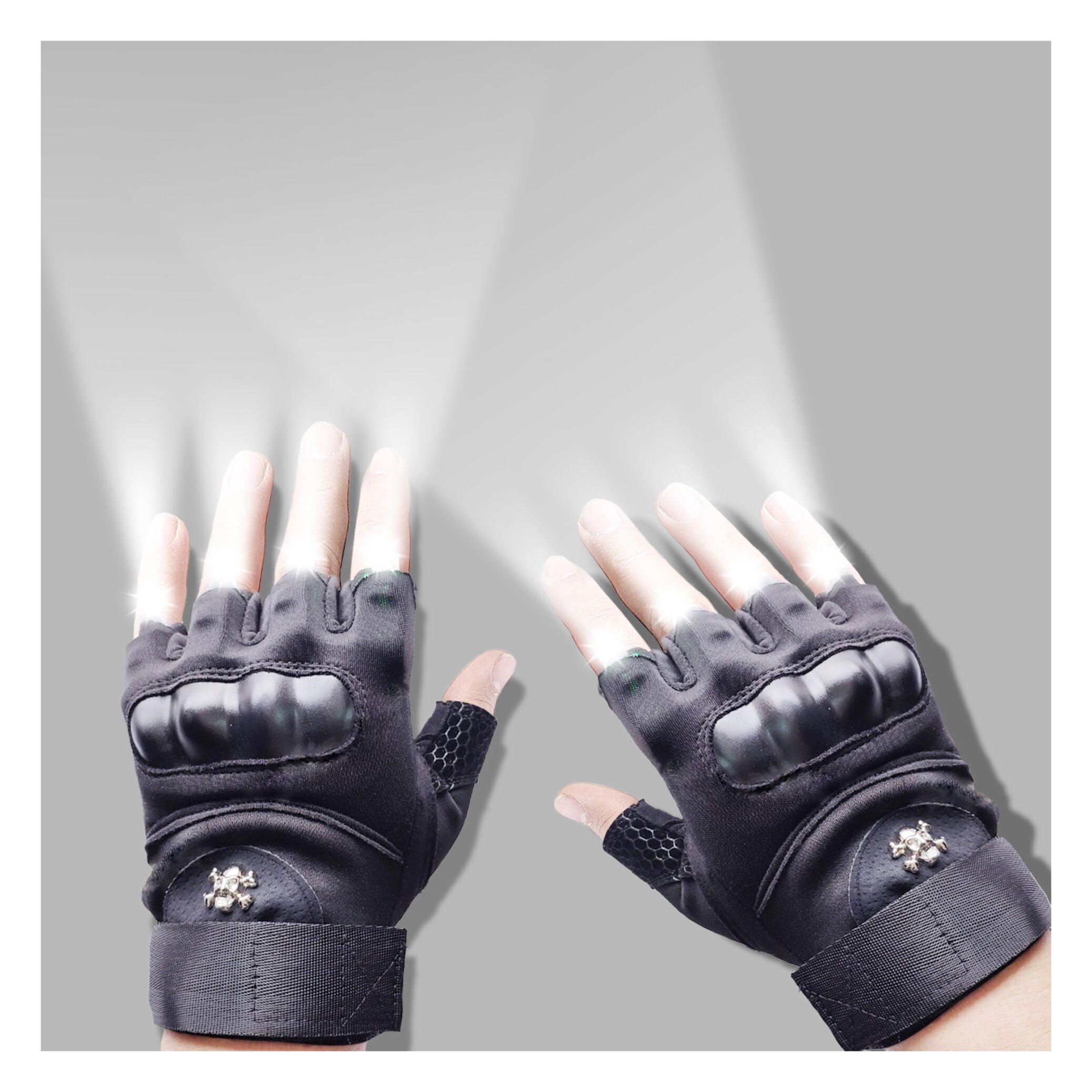 Cyuanxgr Led Flashlight Gloves, Half Finger Lighted Gloves  For Men Women, Flashlight Gloves With 8 Leds Stocking Stuffers Cool Gadgets Christmas Birthday  For Men And Women