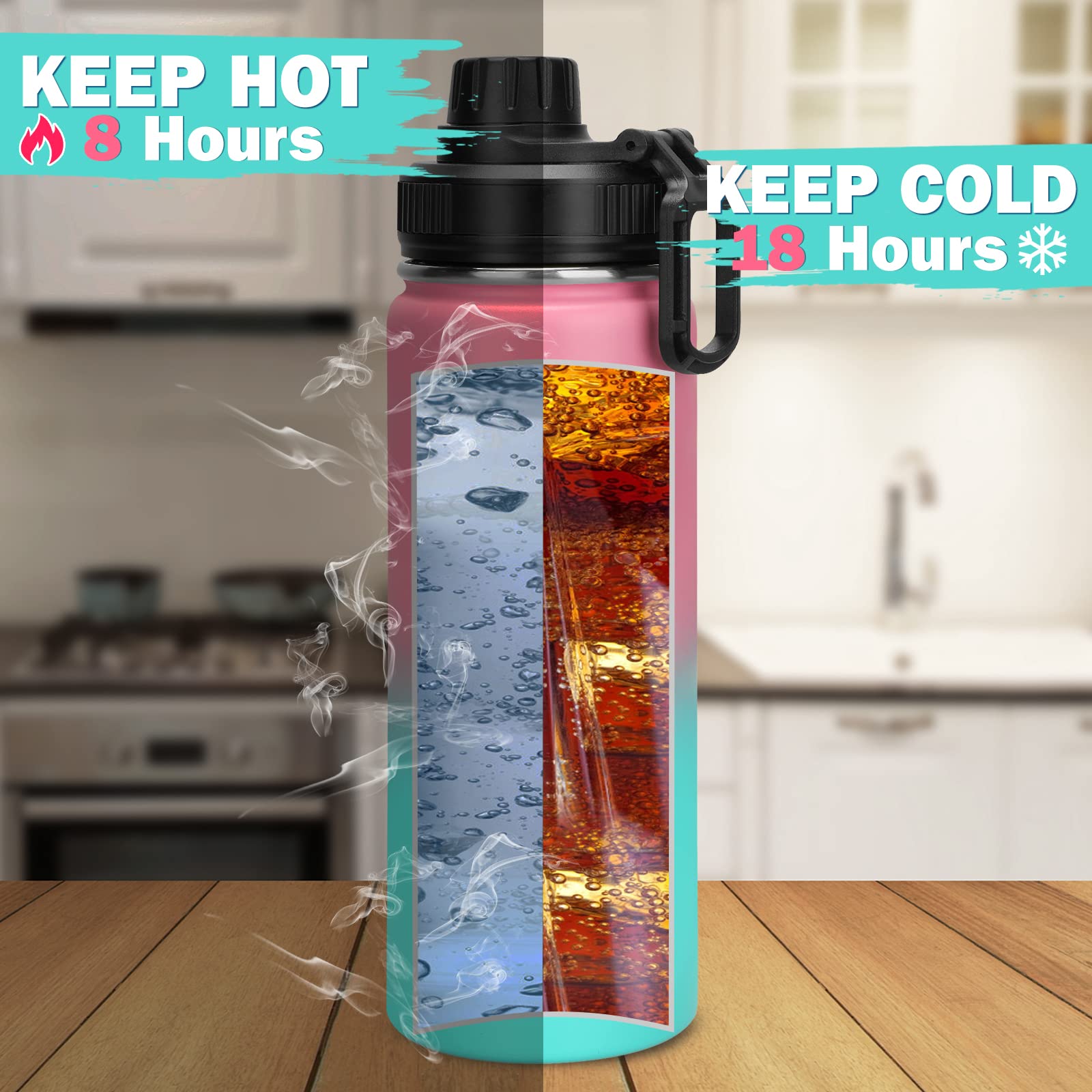 18 Oz Stainless Steel Water Bottle With Spout Lid, Vacuum Insulated Double Wall Water Bottle Wide