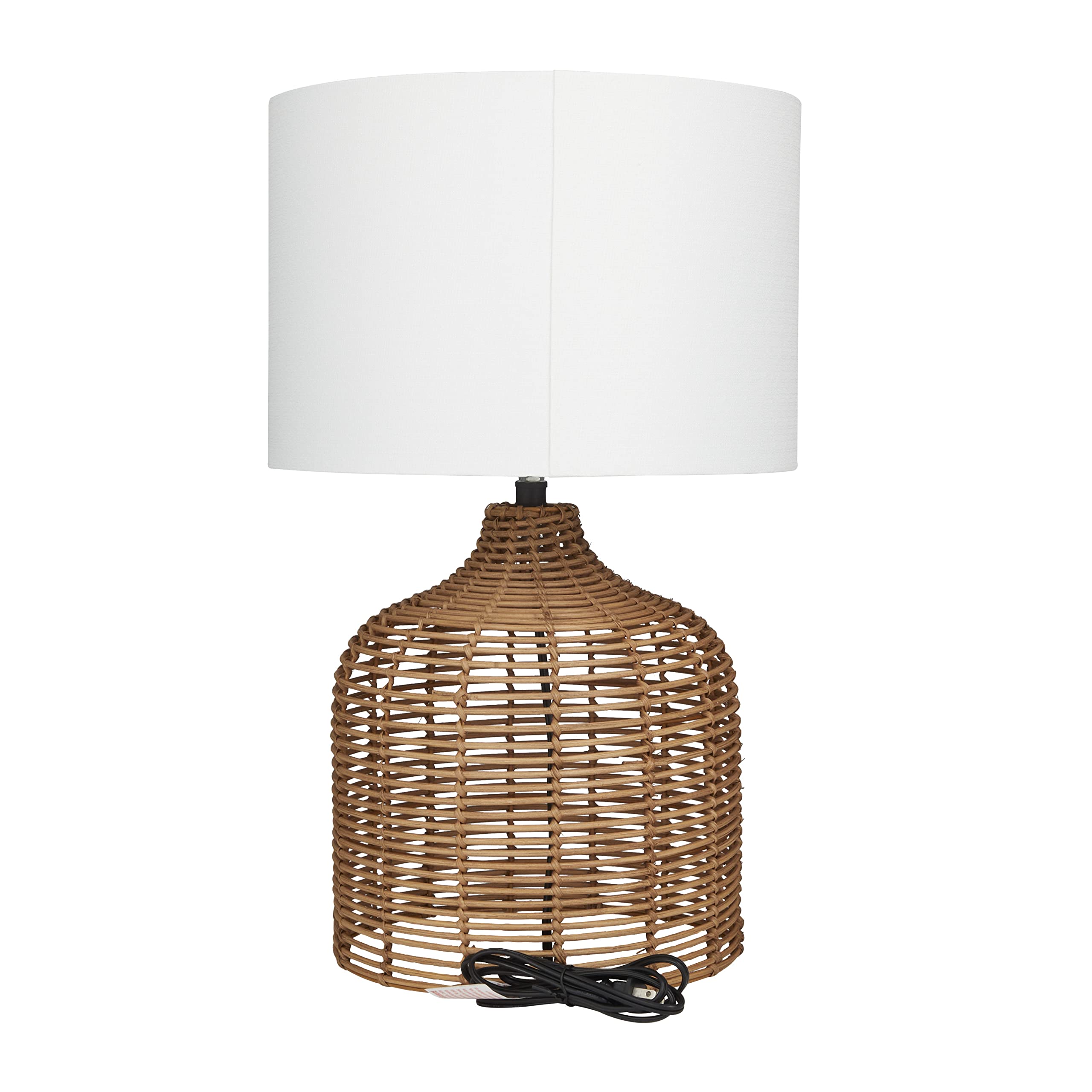 Deco 79 Rattan Handmade Room Table Lamp Woven Accent Lamp, Lamp 15" X 15" X 25", Brown