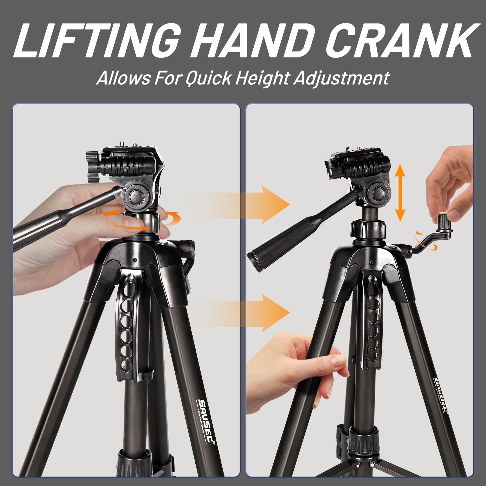 Savsec Laser Level Tripod 47" Adjustable, Tripod Stand Extendable Height With 2 Bubble, Release Plate With 1/4"-20 Screw Mount, Multi-Function Hook, Non-Slip Feet