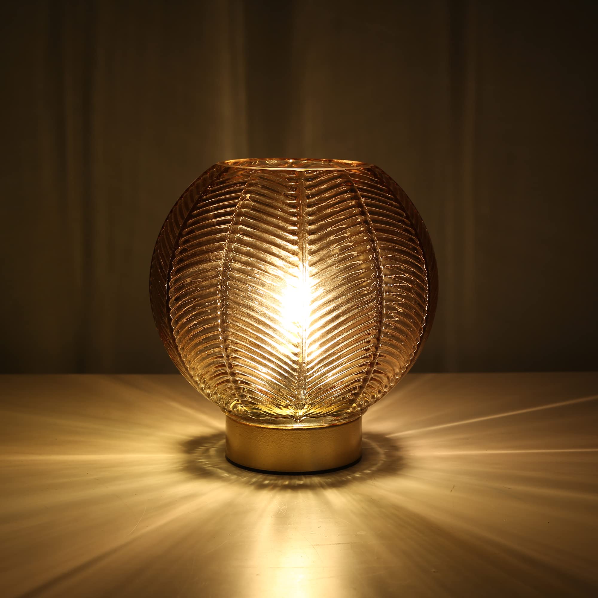 Lusharbor Battery Operated Lamp With Timer, Cordless Table Lamps With Bulb, Battery Powered Light, Small Lamps For Living Room Decorative Bedside For Corner Bedroom-Amber