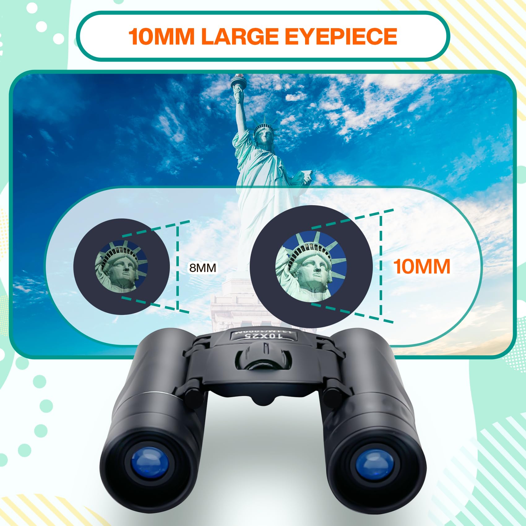 Midoo 2 Pack 10X25 Binoculars For Adults And Kids - Compact, Clear Low Light Vision For Bird Watching, Travel, Hunting, Cruise Ship Essentials - Lightweight And Waterproof