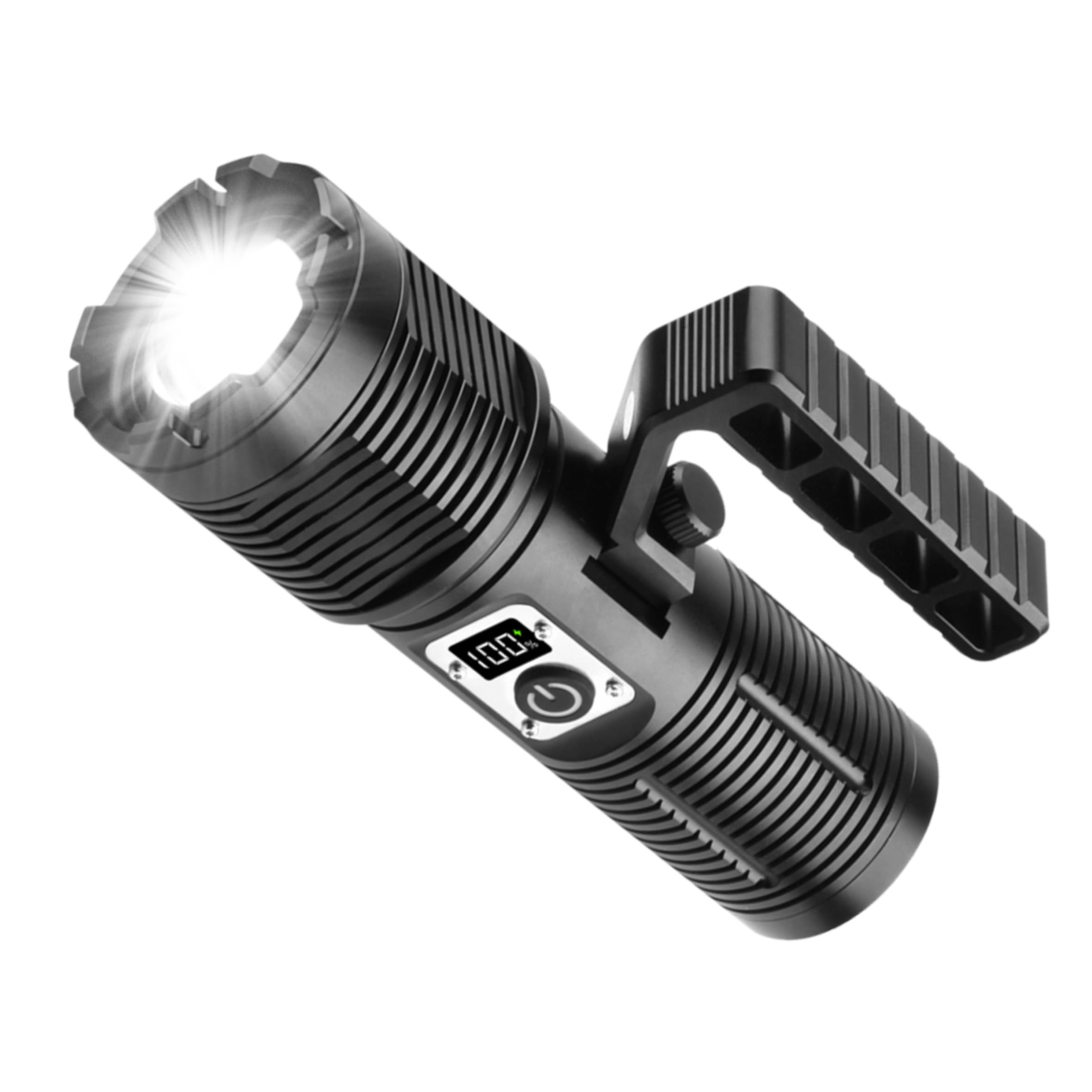 Ijoween 7018 Handheld Rechargeable Led Flashlight, Super Bright Torch With High Lumen,11 Light Modes, 4 Batteries Of 10400Mah With Power Bank Function