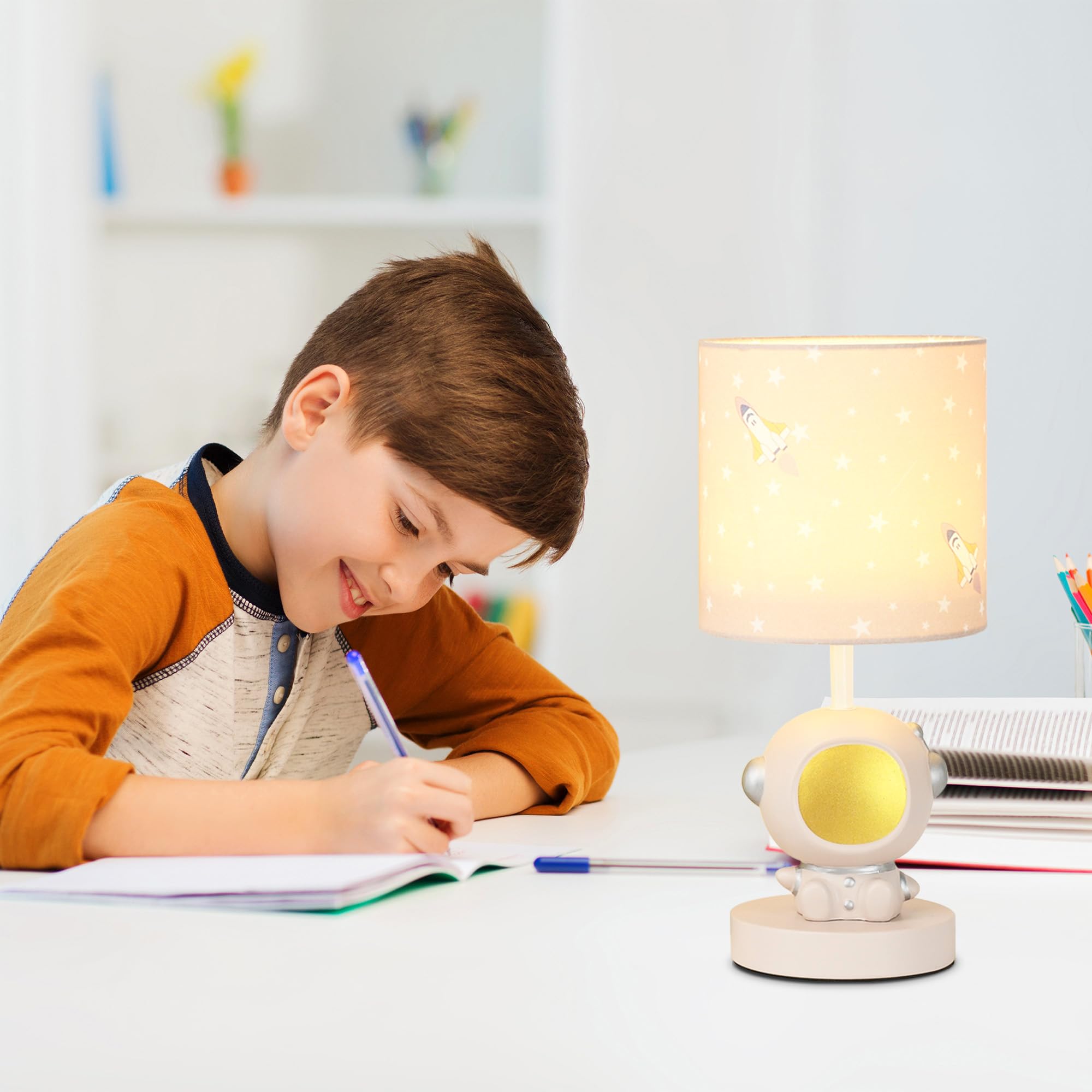 Lampwell Astronaut Led Table Lamp With Usb Port Dc5V,Light Brown Kids Table Lamp,Night Light For Kids Room,Nursery,Bedroom,Kitchen Counter,Gameroom,Φ5.91×H13.07In,Hand-Made
