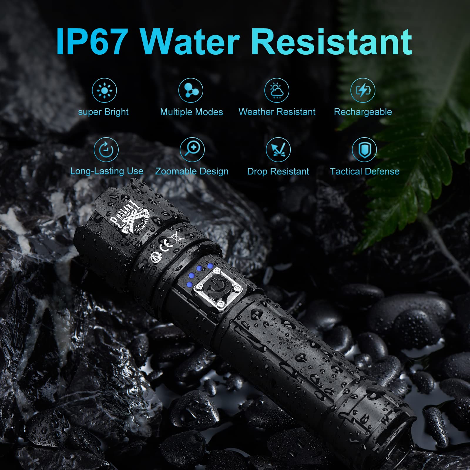 Poslani Flashlights Led High Lumens Rechargeable,Brightest 950000 Lumens Flash Light, High Power Tactical Flashlight,Handheld Waterproof Flashlights For Emergency Camping
