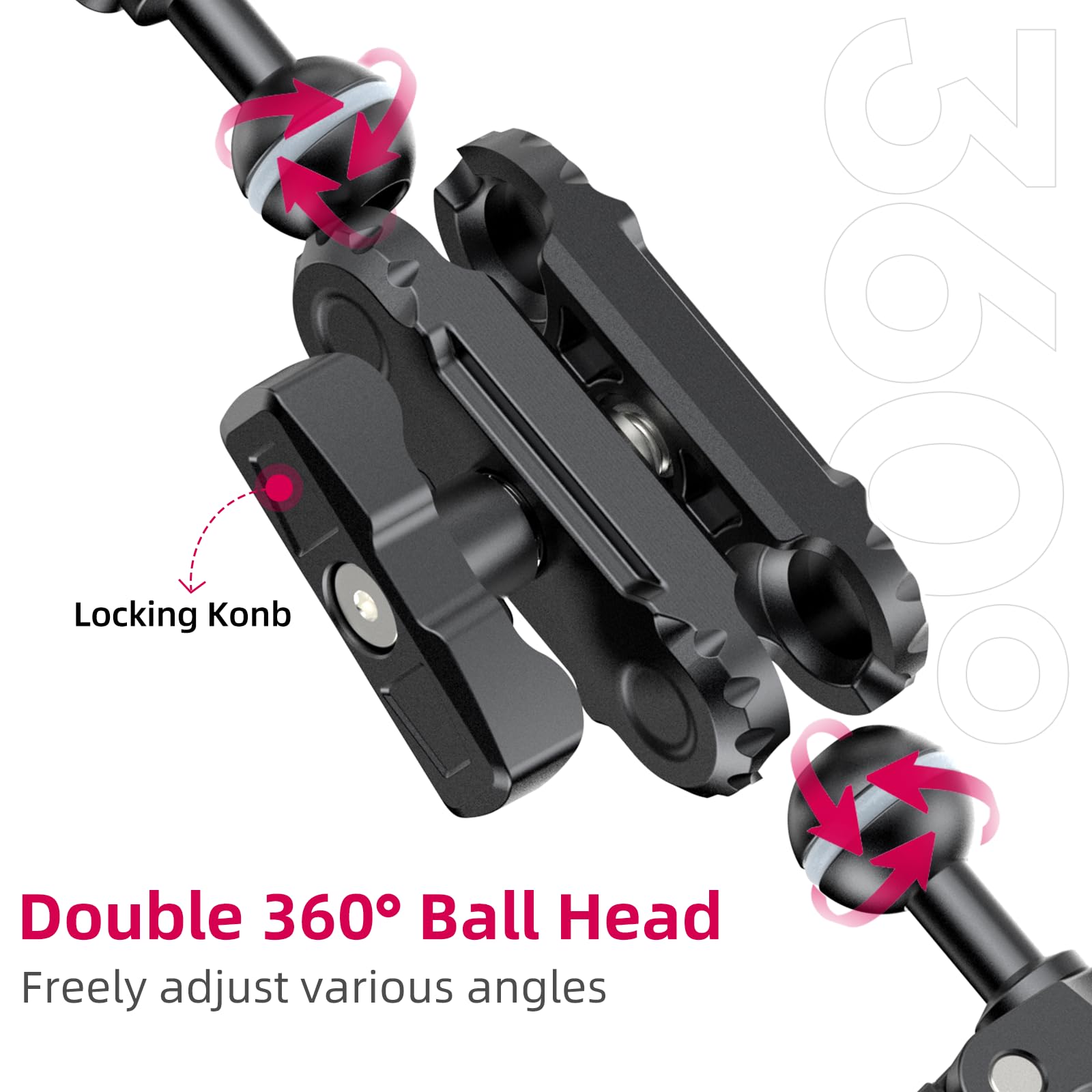 Ulanzi Super Clamp Double Camera Clamp With 1/4" Adapter, Co17 Crab Plier Clip Bracket Mount Monitor Magic Arm Double Ball Head Adapter For Photo Studio Light Stand, Photo Boom Stand, Cross Bars