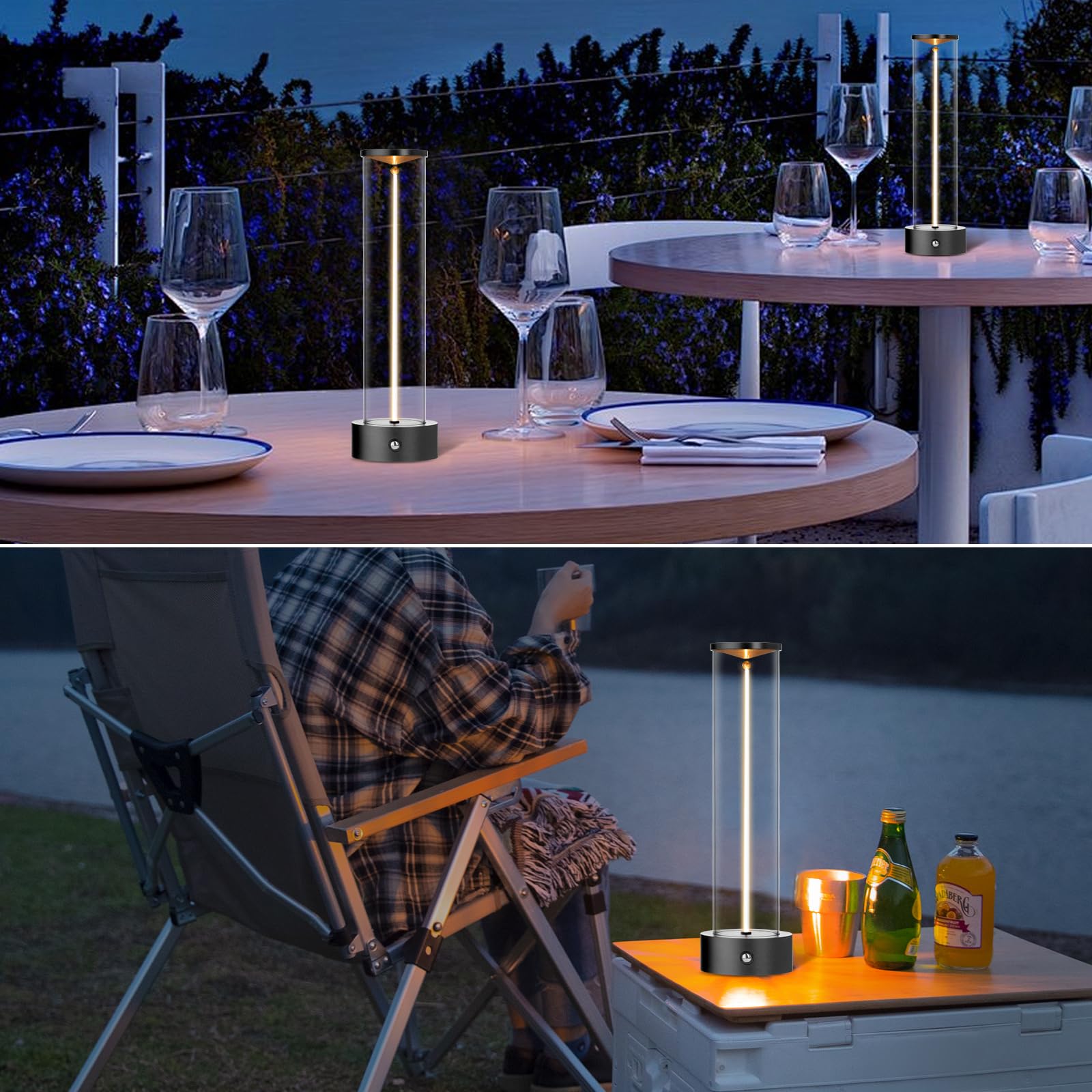Yyxgoob Cordless Portable Led Table Lamp， Rechargeable Battery Operated Desk Lamp With Touch Sensor, Three-Level Dimmable Suitable For Bars/Cafes/Restaurants/Bedrooms/Camping Site (Black)