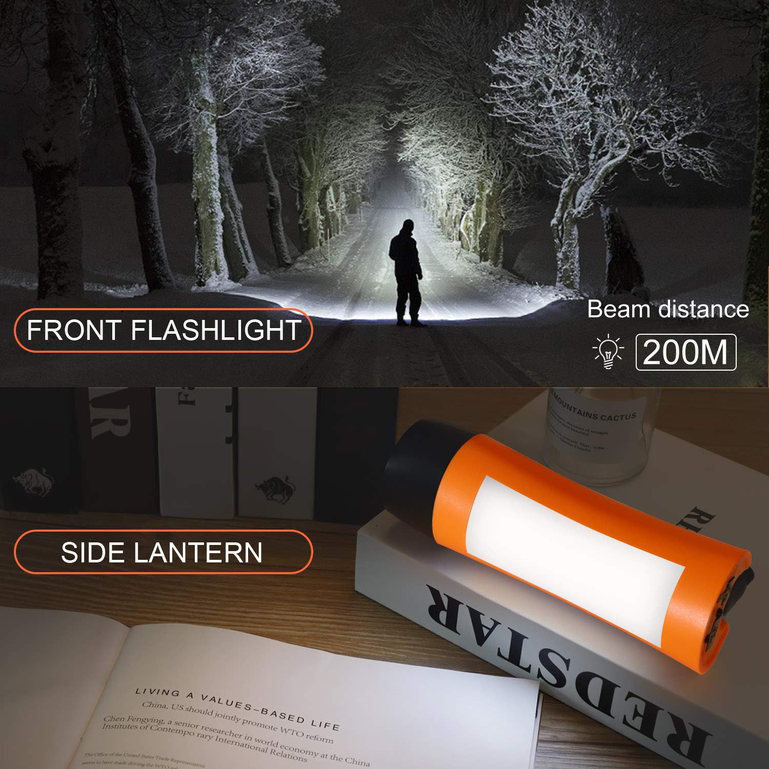 Vfan Rechargeable Hand Crank Flashlight/Generator/Usb Charger For Phone And Emergency Survival Situations (Orange)