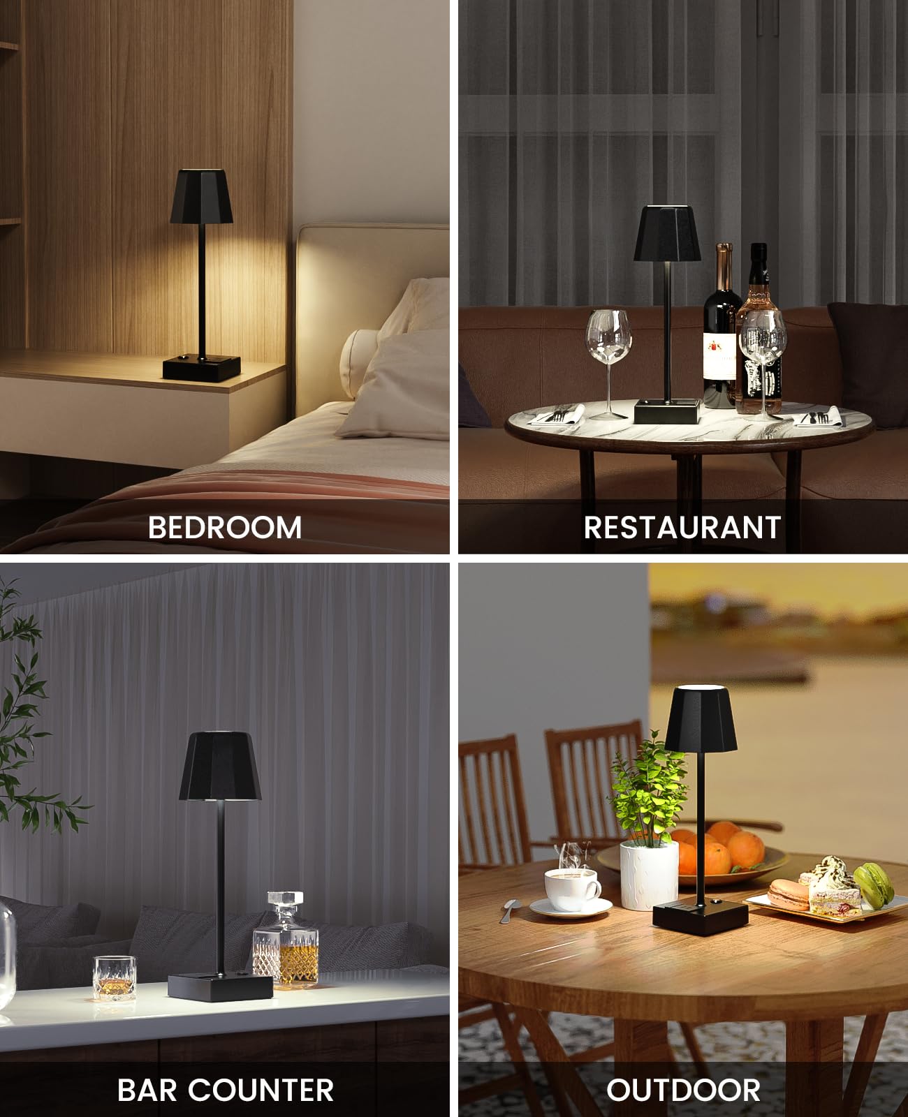 Lightbiz Table Lamp 2 Pack With Usb Output Ports, Touch Control Bedside Lamps 5000Mah Rechargeable Battery Operated, 3 Color Temperature & Stepless Dimming Led Lamp For Bedroom, Living Room, Bar