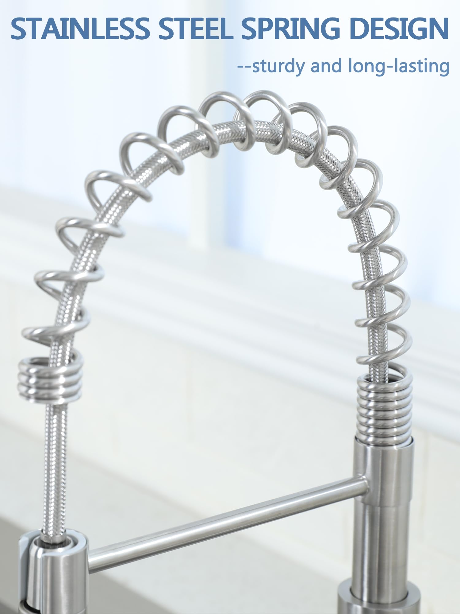 Vesla Home Kitchen Faucets, Brushed Nickel, Stainless Steel Kitchen Sink Faucet For 1 Or 3 Hole, Single Handle Pull Out Faucet For Farmhouse Camper Laundry Rv Bar Sink Outdoor
