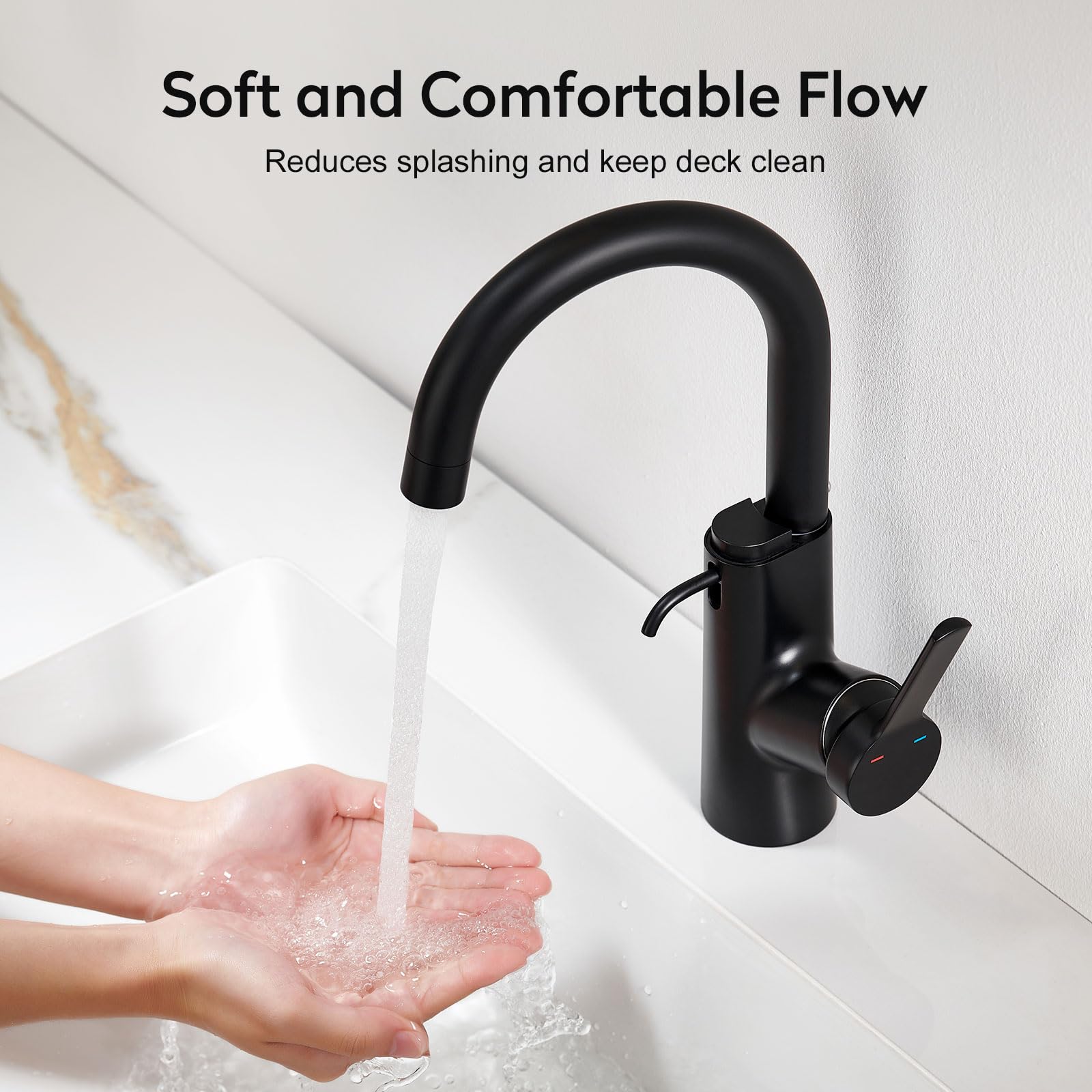 Aktines Bar Sink Faucet With Built-In Soap Dispenser, Single Hole Faucet For Kitchen Prep, Wet Bar, Bathroom, Laundry And Rv Sinks, Matte Black