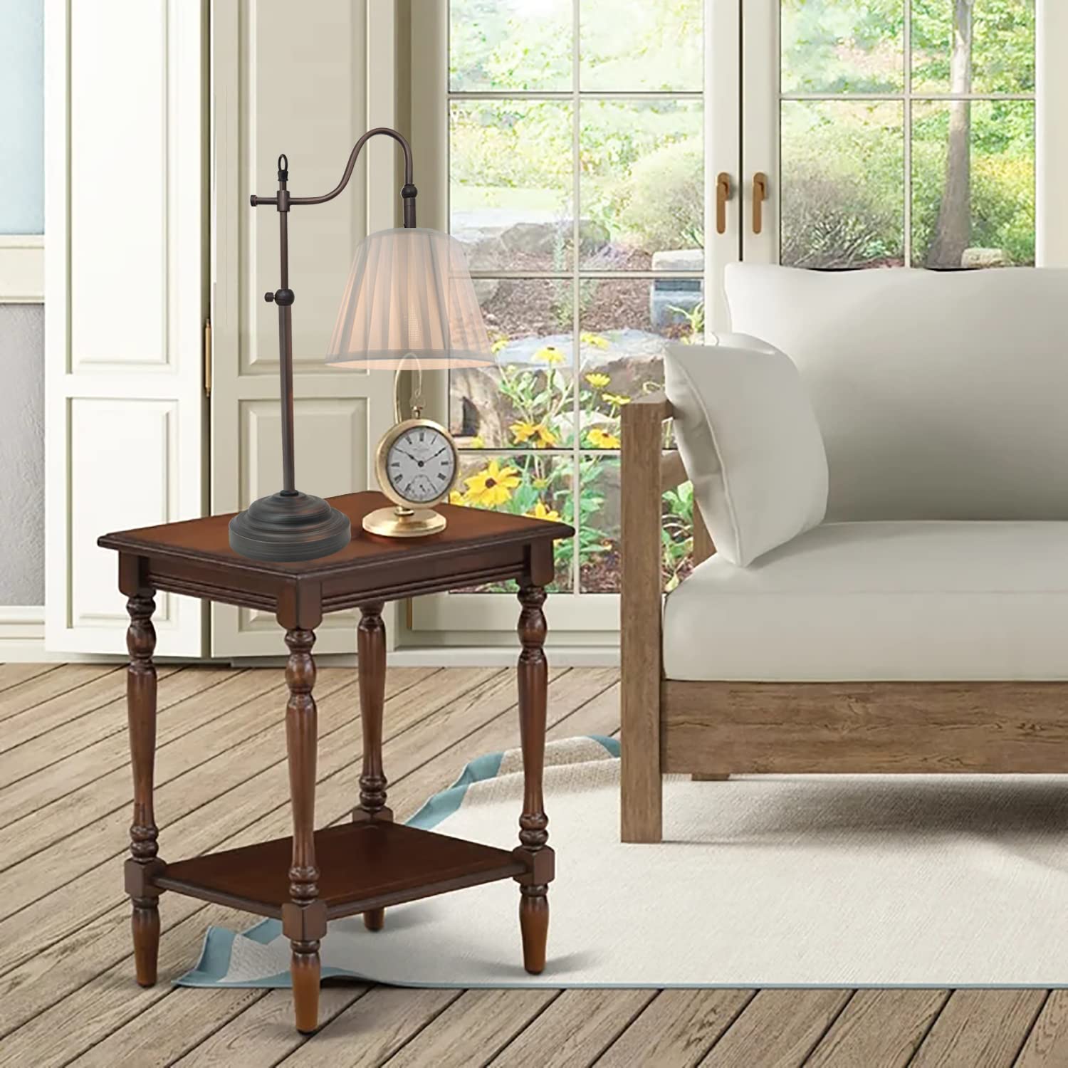 Timex Objects Farmhouse Table Lamps For Living Room, Rustic Desk Lamp With Adjustable Height, Industrial Reading Vintage Light With Pleated Fabric Lampshade For Bedroom,E26