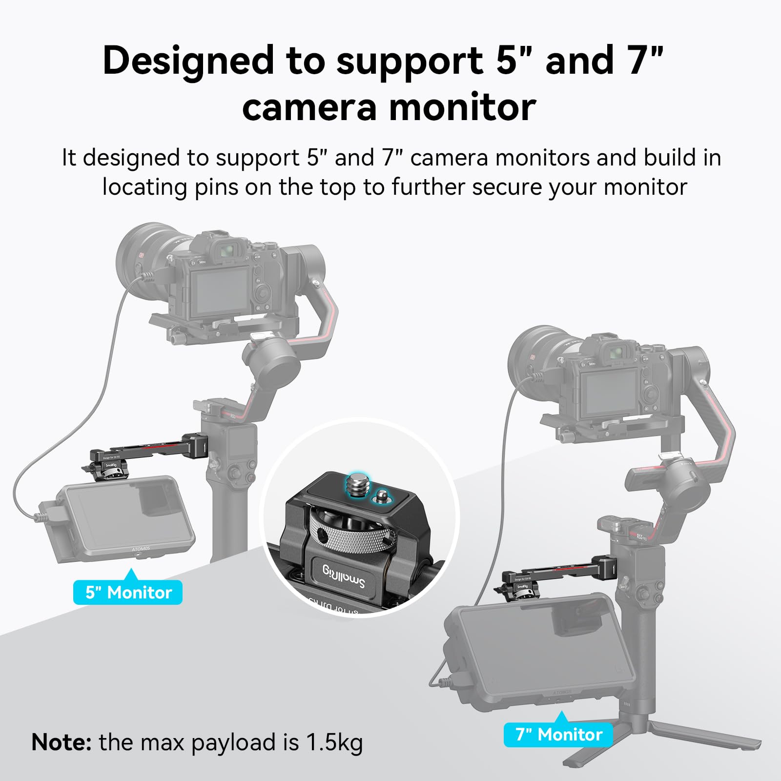 Smallrig Adjustable Camera Monitor Mount With Quick Release Nato Clamp, Cold Shoe Mount, Anti-Twist Design For Dji Rs 4 Mini/Rs 4 / Rs 4 Pro/Rs 2 / Rsc 2 / Rs 3 / Rs 3 Pro/Rs 3 Mini
