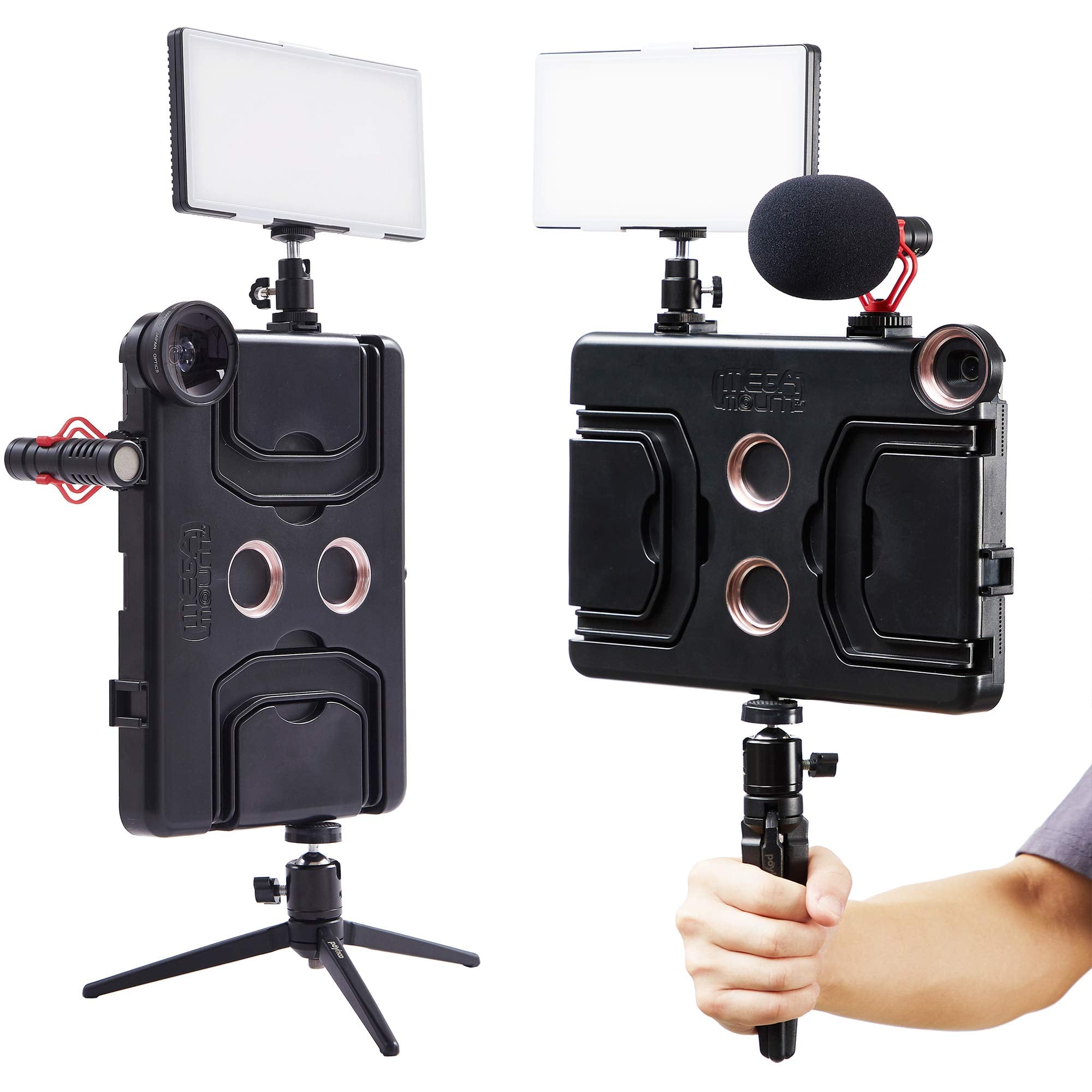 Velikon Megamount Multimedia Rig Case Video Stabilizer For Apple Ipad Pro 12.9 Inch [2018 3Rd Gen Only] Easily Attach Lenses, Lights, Microphones. Great For Video Recording. Mounts On Tripods And Monopods