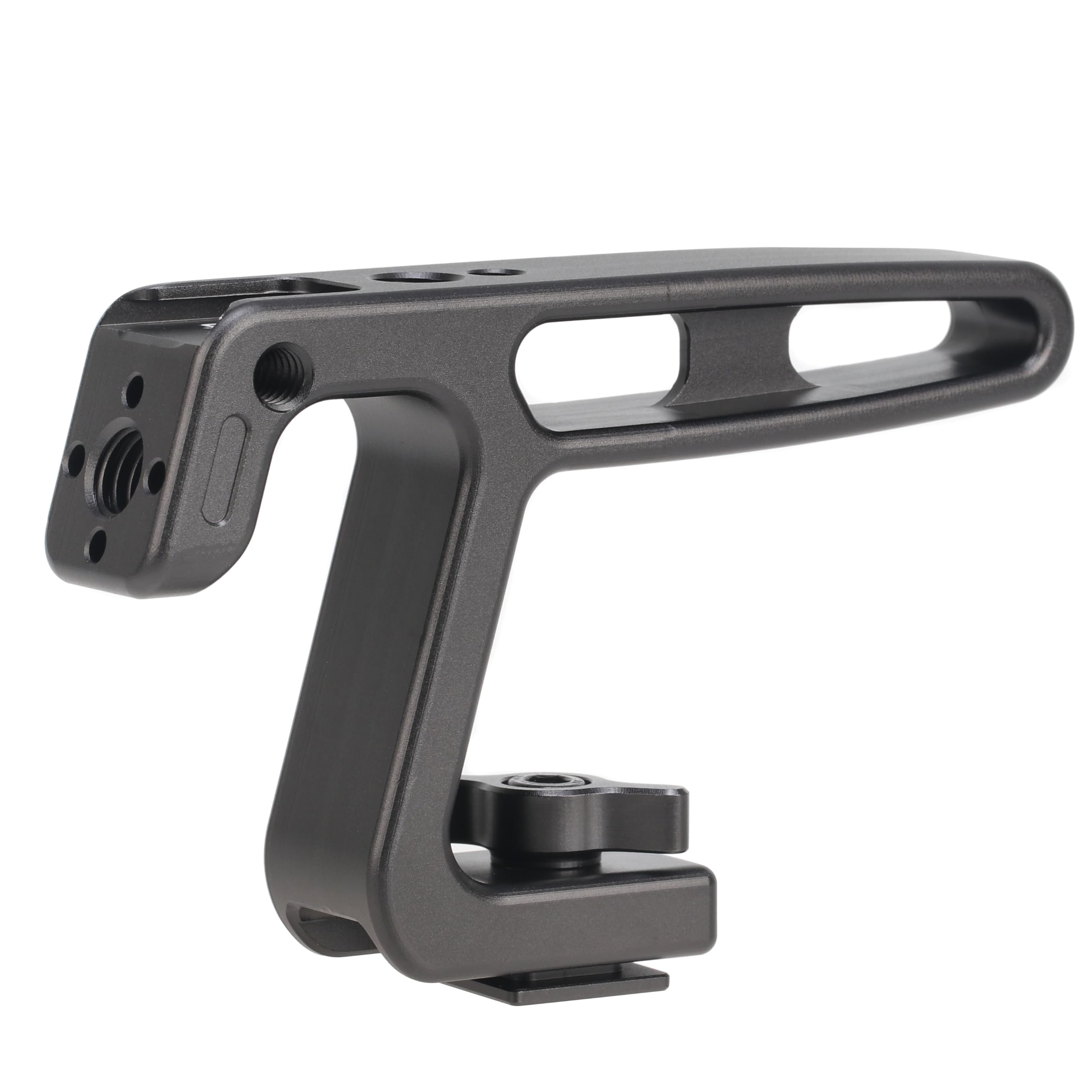 Focusfoto Mini Top Handle With Cold Shoe Mount For Lightweight Vlogging Cameras, Camera Cage Rig, Mini Top/Side Handle Grip With Cold Shoe Mount & 1/4"-20 & 3/8"-16 Locating Holes For Arri Type