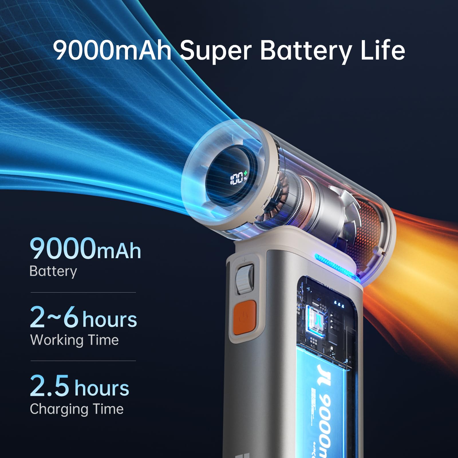 Jisulife Portable Handheld Turbo Fan, 100 Speeds Adjustable Mini Personal Fan, 9000Mah Usb