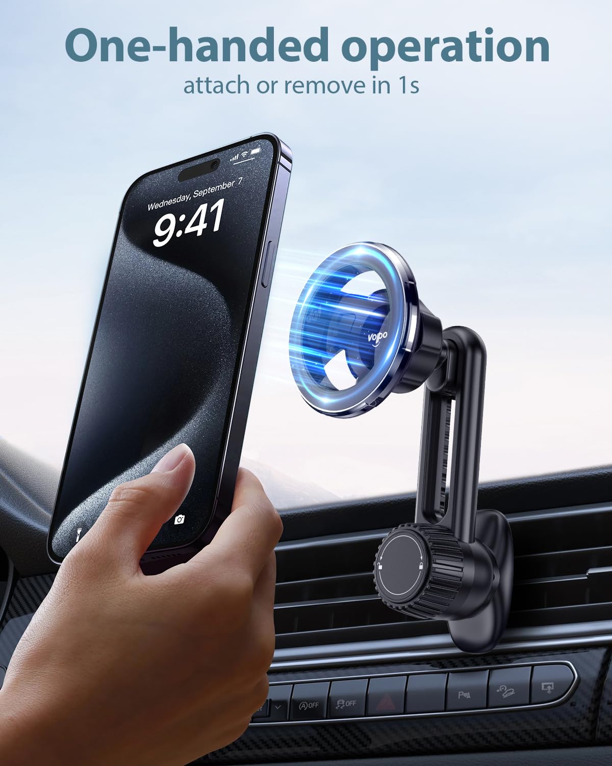 Volport Magnetic Phone Holder For Car Vent, [Non Blocking] Car Phone Holder For Iphone Magnetic Case, Strong Magnet Car Vent Mount For Iphone 15 14 13 Pro Max Mini Plus Case P-Socket