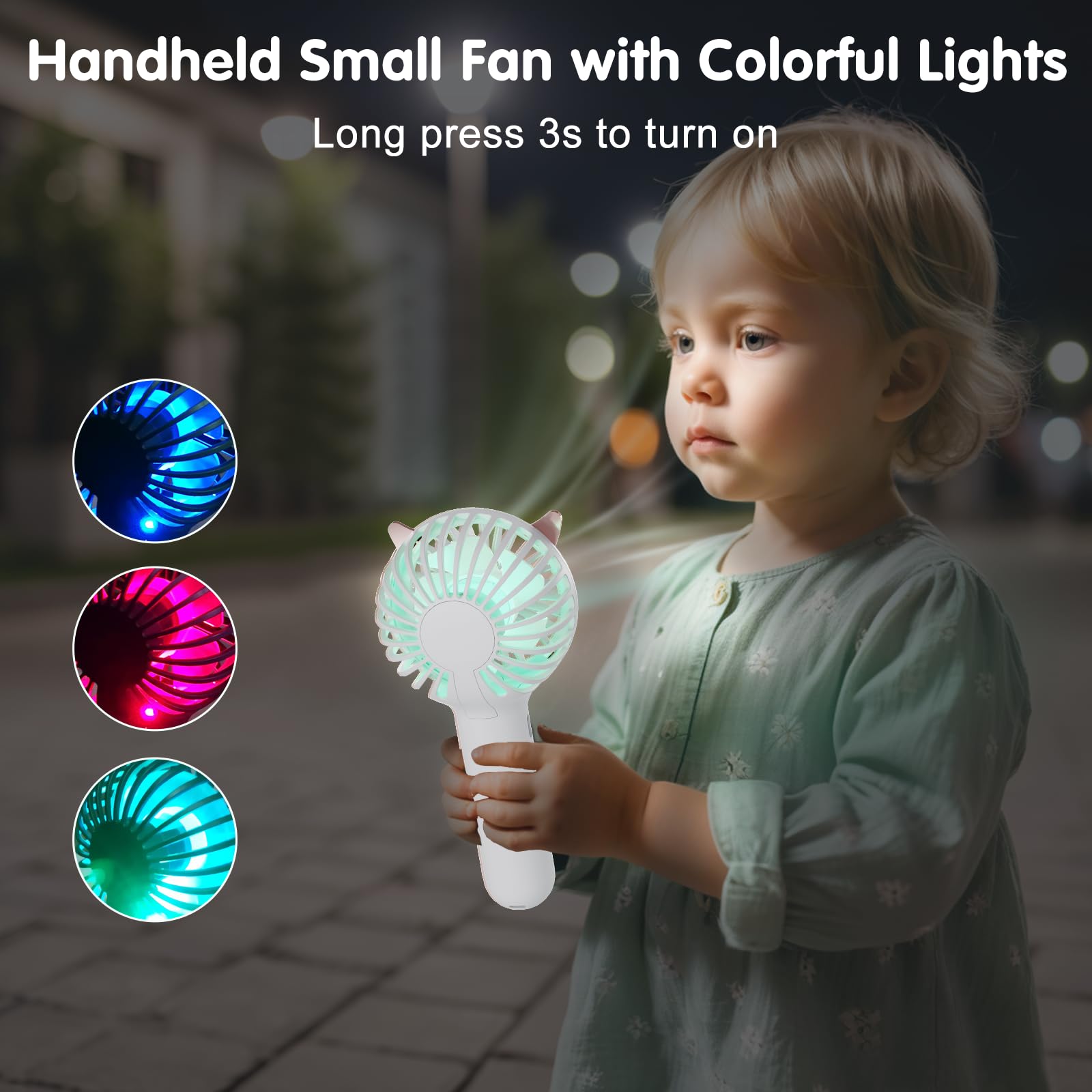 Handheld Fan Mini Portable Fan, Usb Desk Fan With Base As A Phone Holder, Cat Ear Design Battery