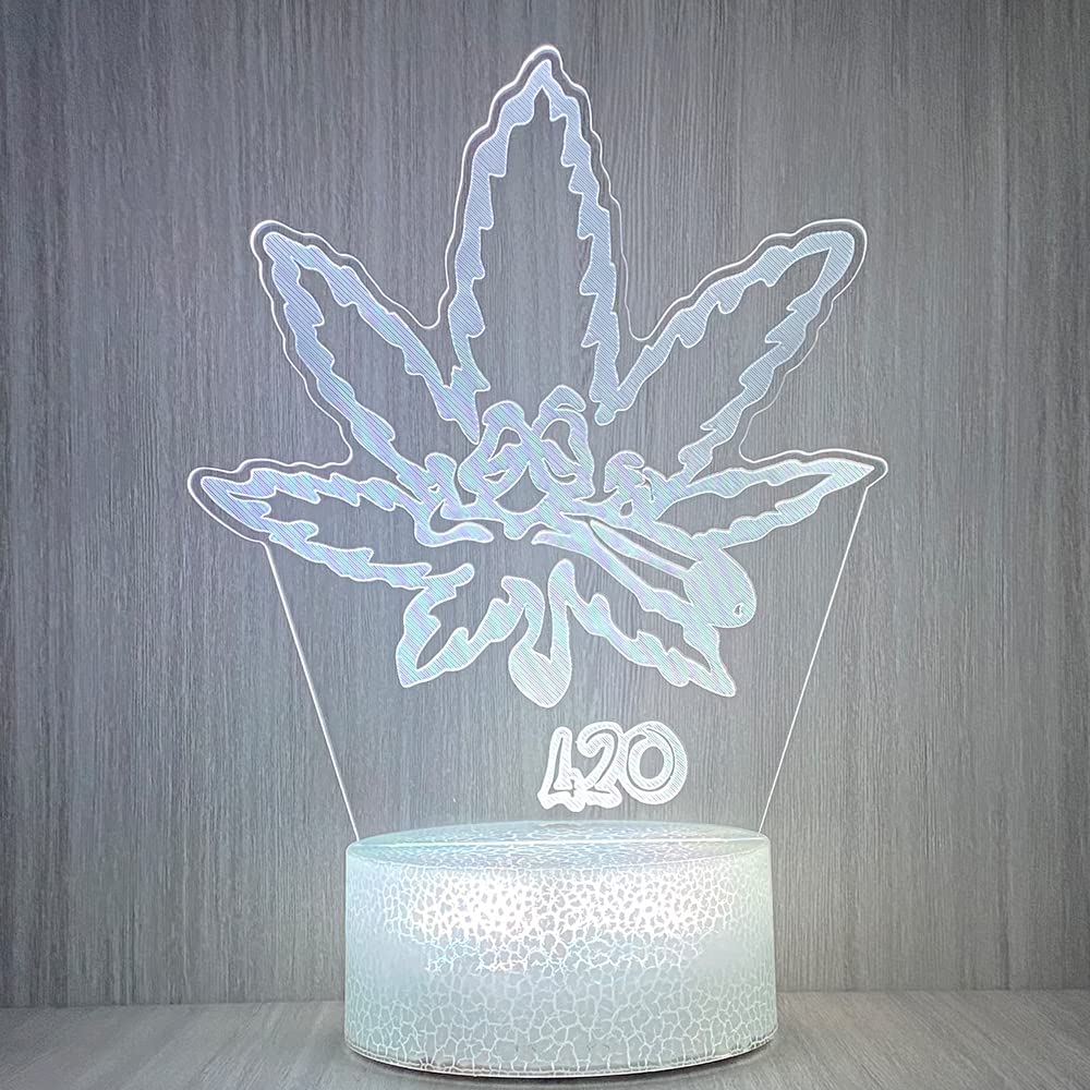 Yooce 420 Leaf 3D Led Table Lamp Night Light Optical Visual Illusion Home Decor Lighting
