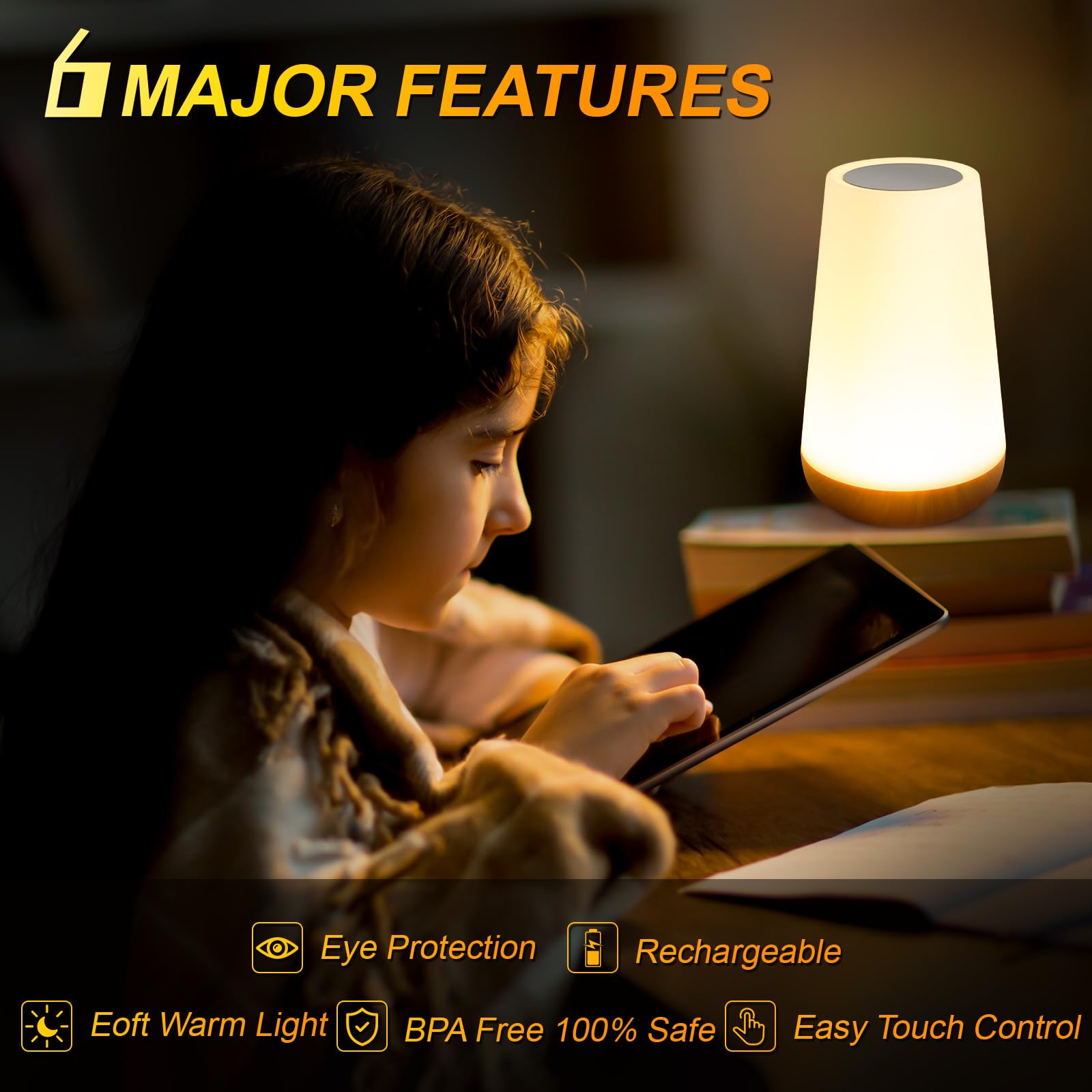 Boonbery Night Light For Kids, Dimmable Portable Table Bedside Lamp With Remote Control Animal Stickers, 13 Color Changing 5 Brightness, Rechargeable Desk Lamp For Kids Adult Bedroom Living Room Baby Nursery