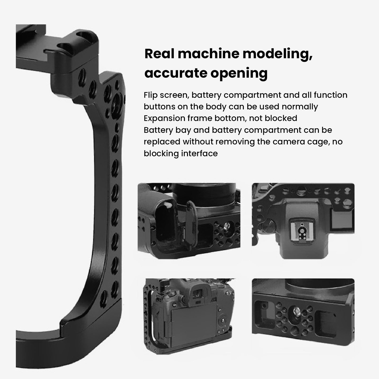 Saskate Camera Cage For Eosr Aluminum Alloy Quick Release Camera Video Rig With 1/4 3/8 Inch Screw Hole Cold Shoe Mount, For Arca 38Mm Groove