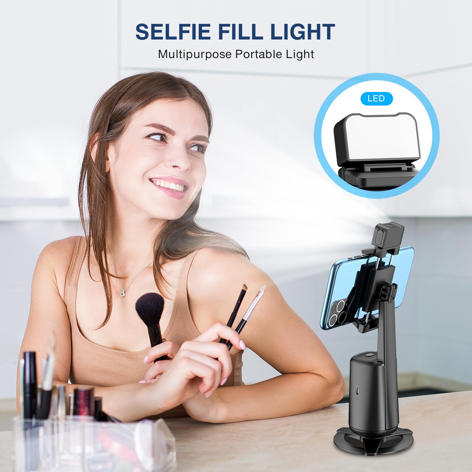 Jiangler Auto Face Tracking Tripod 360° Rotating Auto Tracking Phone Stand, No App, Phone Camera Stand With Remote And Gesture Control, Rechargeable Smart Shooting Stand For Live Video Recording Tiktok（Black）
