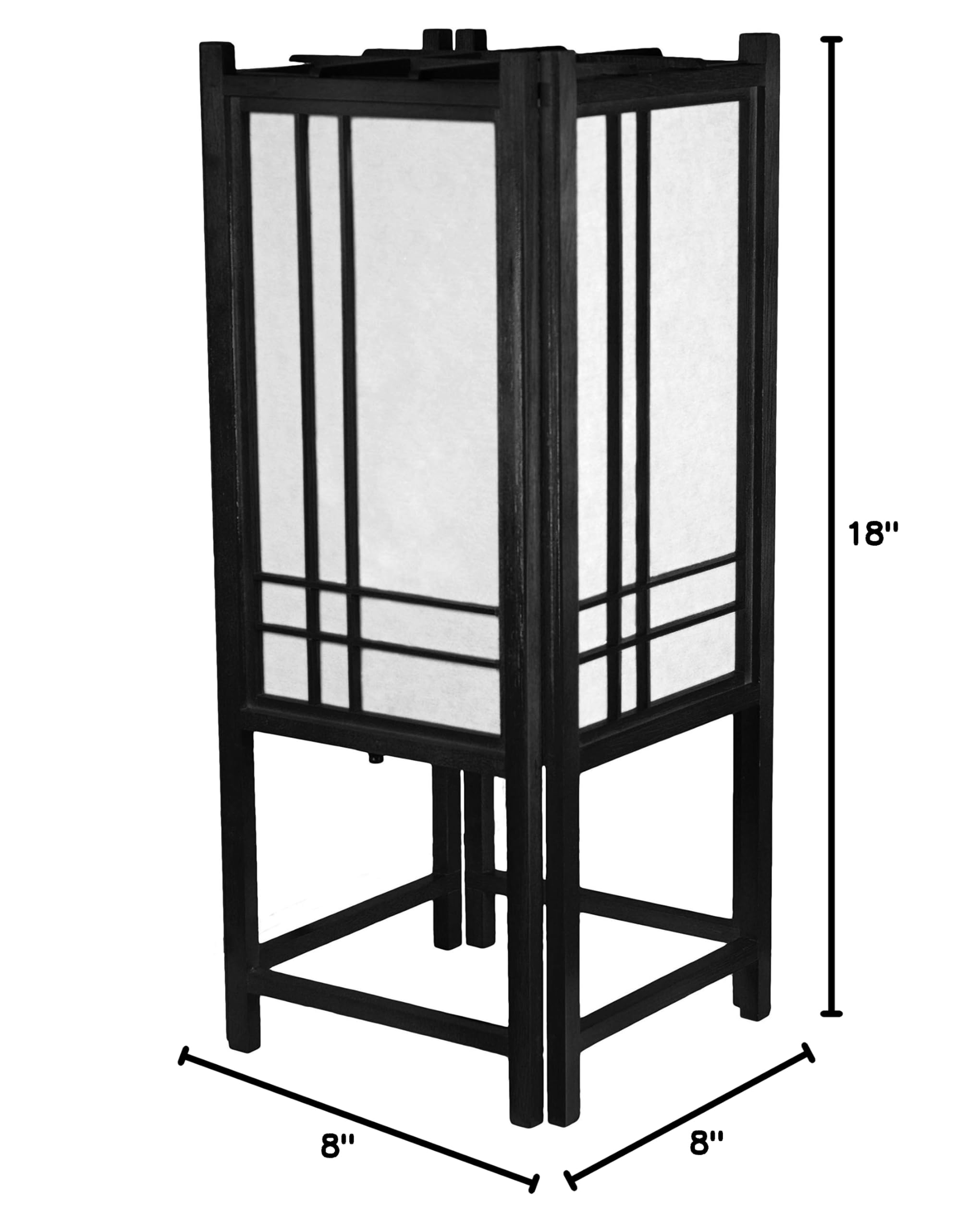 Red Lantern 18" Double Cross Shoji Lamp, Black