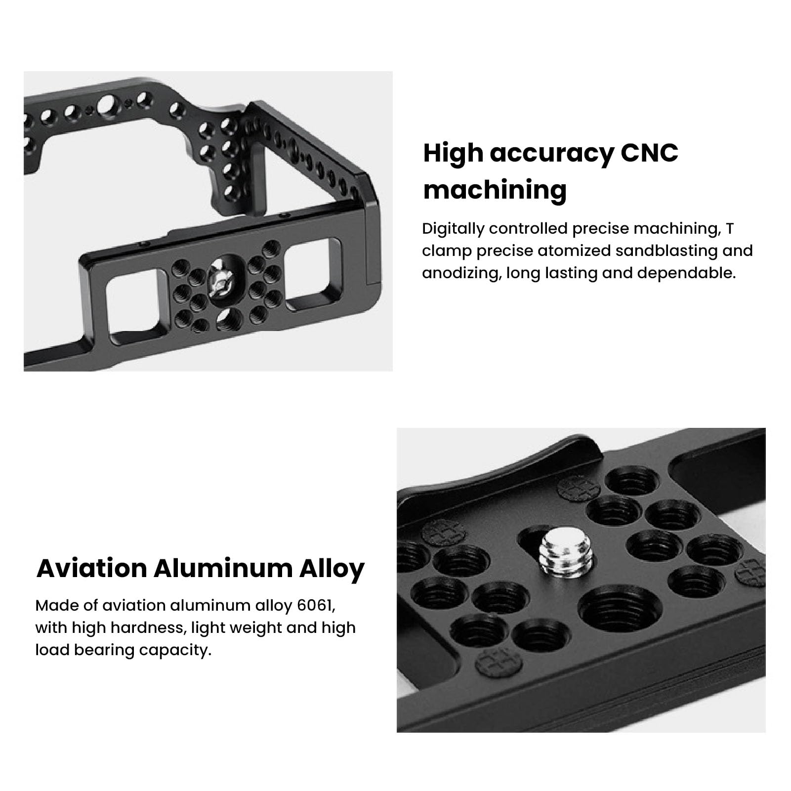 Saskate Camera Cage For Eosr Aluminum Alloy Quick Release Camera Video Rig With 1/4 3/8 Inch Screw Hole Cold Shoe Mount, For Arca 38Mm Groove