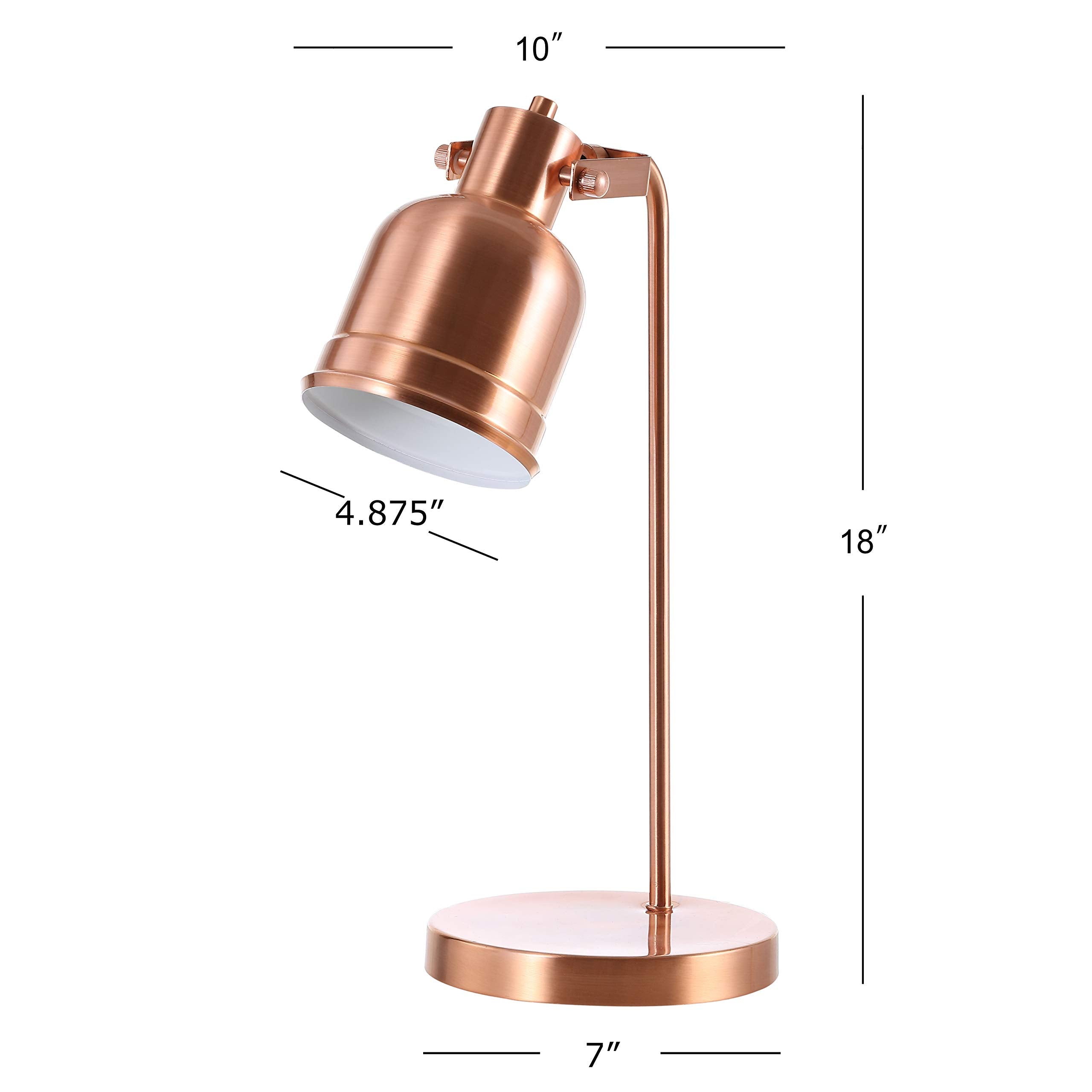 Jonathan Y Jyl6112A Edgar 18" Metal Led Task Lamp, Contemporary, Modern, Office, Living Room, Family Room, Dining Room, Bedroom, Guest Room, College Dorm, Hallway, Foyer, Copper