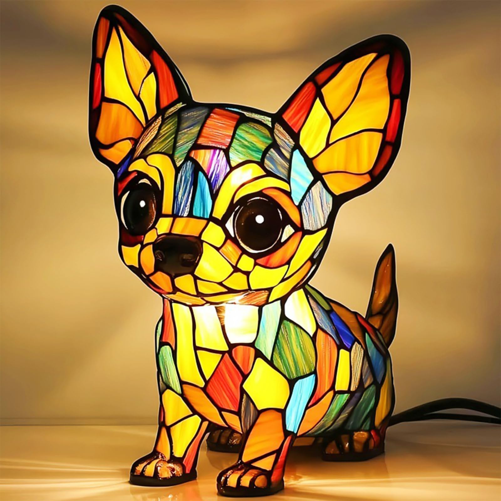 Londraf Corgi Lamp, Dachshund Lamp, Dog Series Art Night Light, Stained Resin Bulldog Tabletop Night Light, Cute Pet Dogs Themed Led Table Lamps With Warm Ambient Glow (Dog-M)