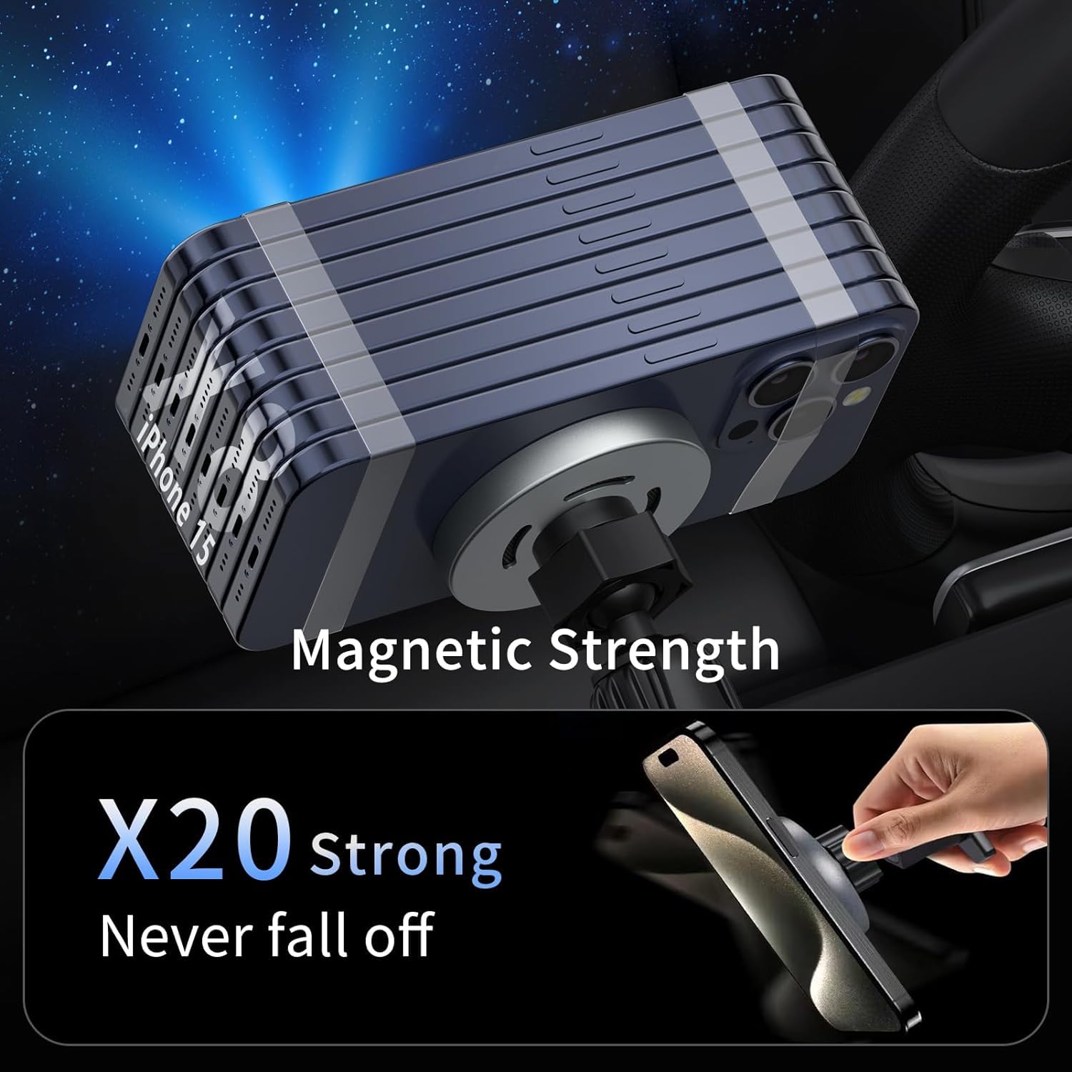 Vancle For Magsafe Car Mount Charger, 15W Fast Charging Magnetic Wireless Car Charger, Air Vent/Dashboard Phone Holder Mount For Iphone 15/14/13/12