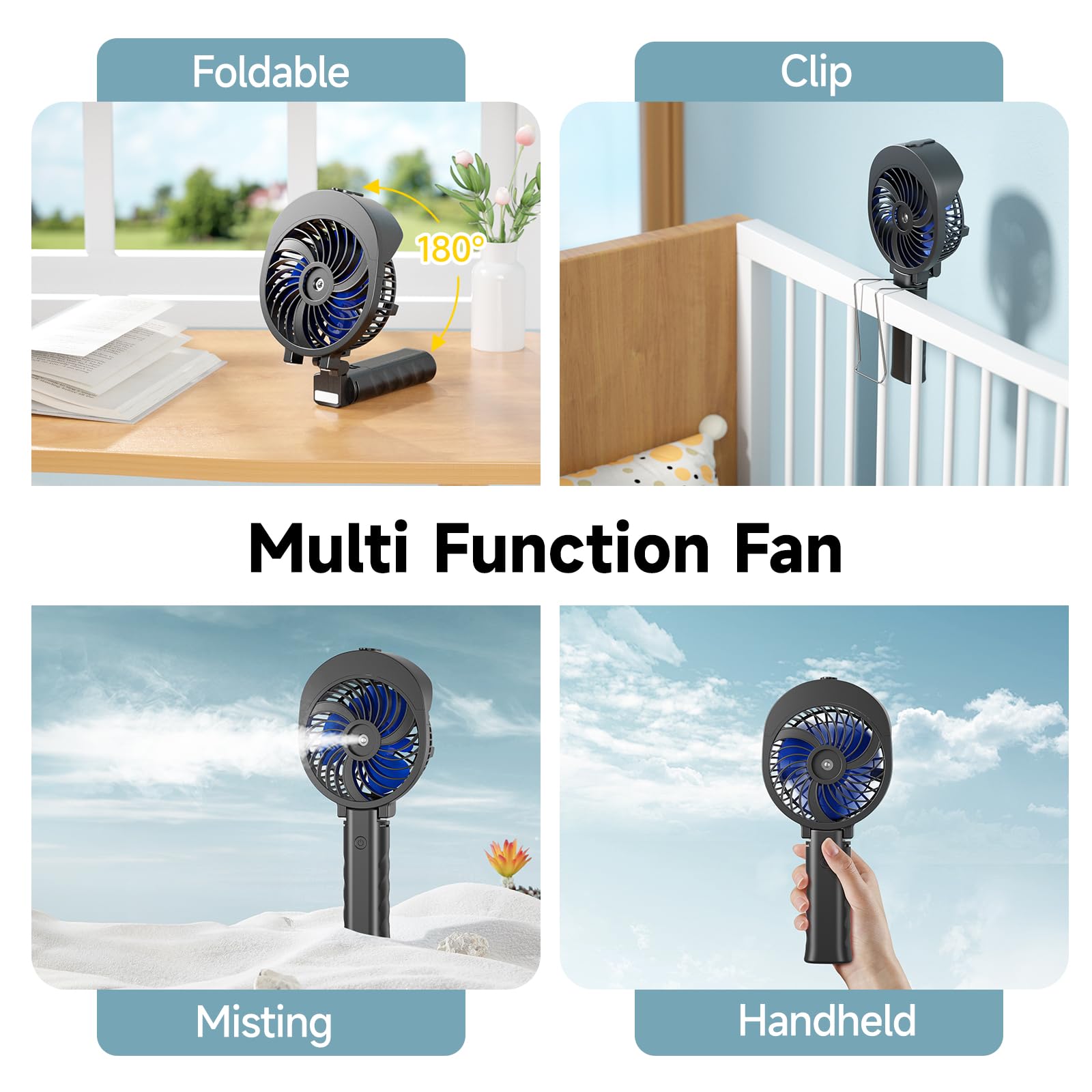 Handfan Personal Misting Fan, 55Ml Large Water Tank, Poratable Handheld Rechargeable Mister Fan