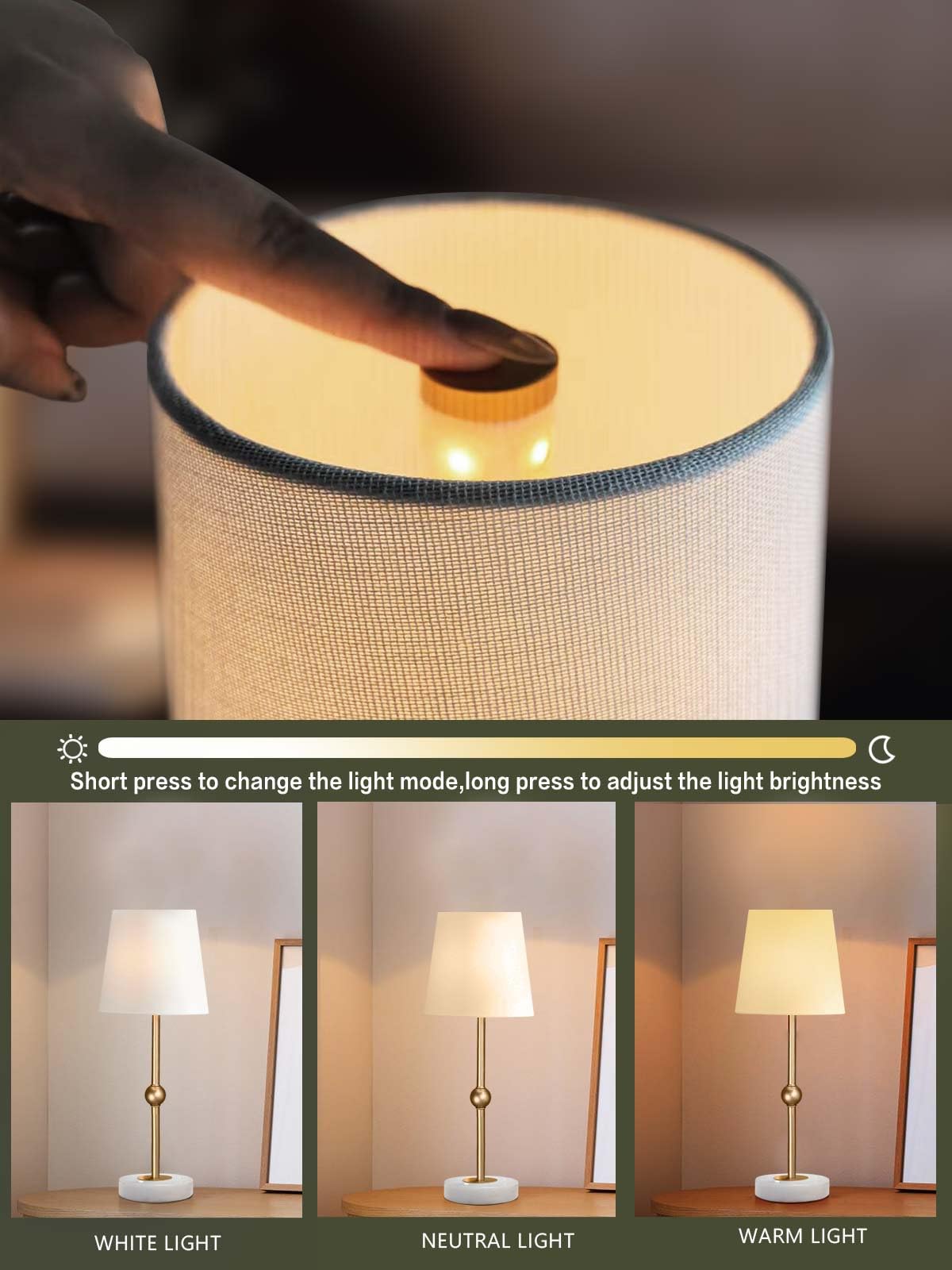 Brasslism 17.5" Cordless Led Table Lamp – Rechargeable & Dimmable With Detachable Magnetic Bulb, Marble Base, Brass Finish, – Affordable Luxury Accent Light For Bedroom, Bar, Restaurant, Urban Decor