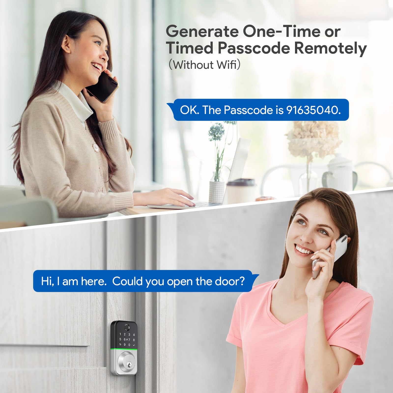 Wisegear Smart Keypad Deadbolt - Waterproof Keyless Entry Door Lock With Fingerprint & Code Access - App Controlled