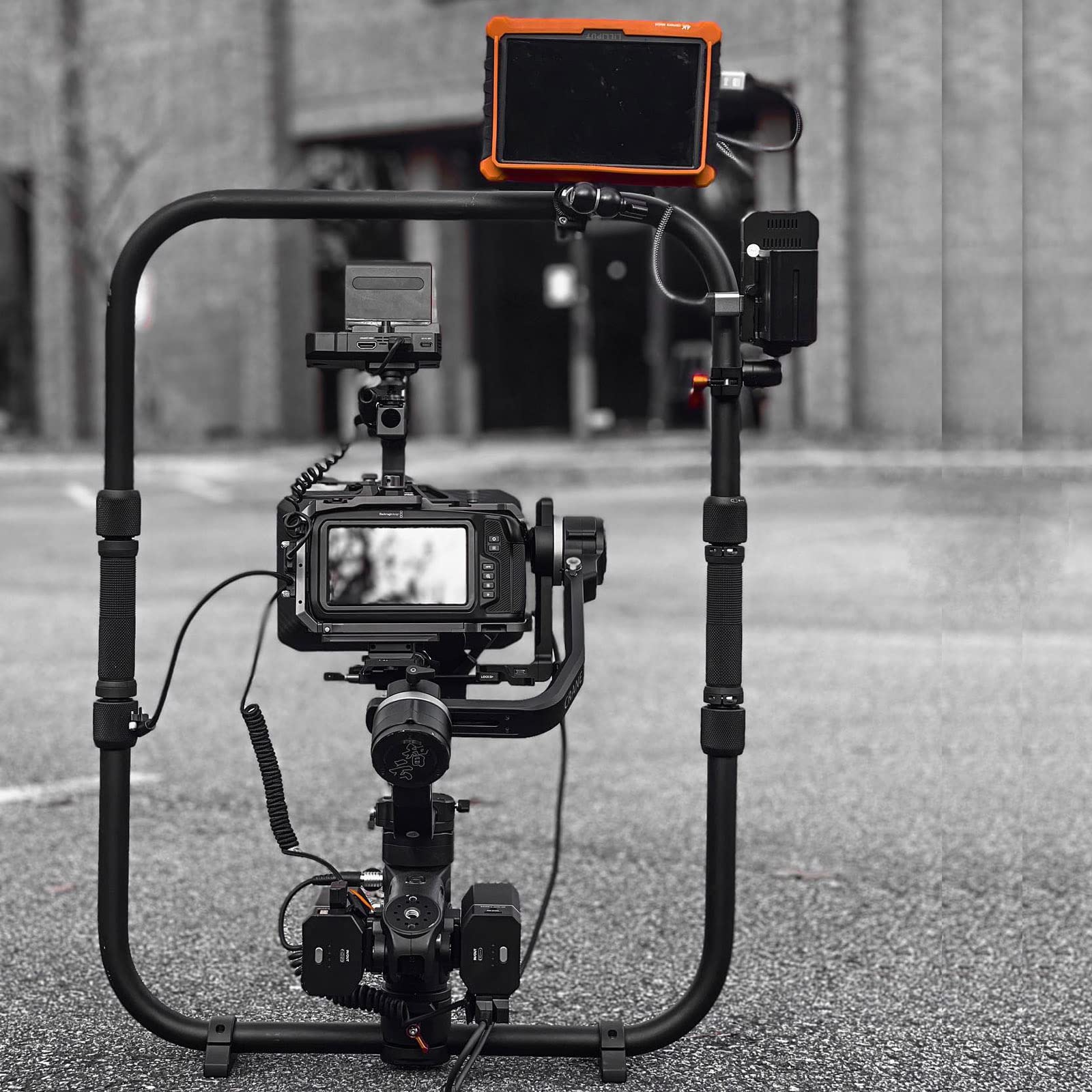 Df Digitalfoto Handheld Ring Grip,Dual Handlebar Ring With Gear Adapter Compatible With Zhiyun Crane 3S Stabilizer/Ronin S Gimbal,Etc