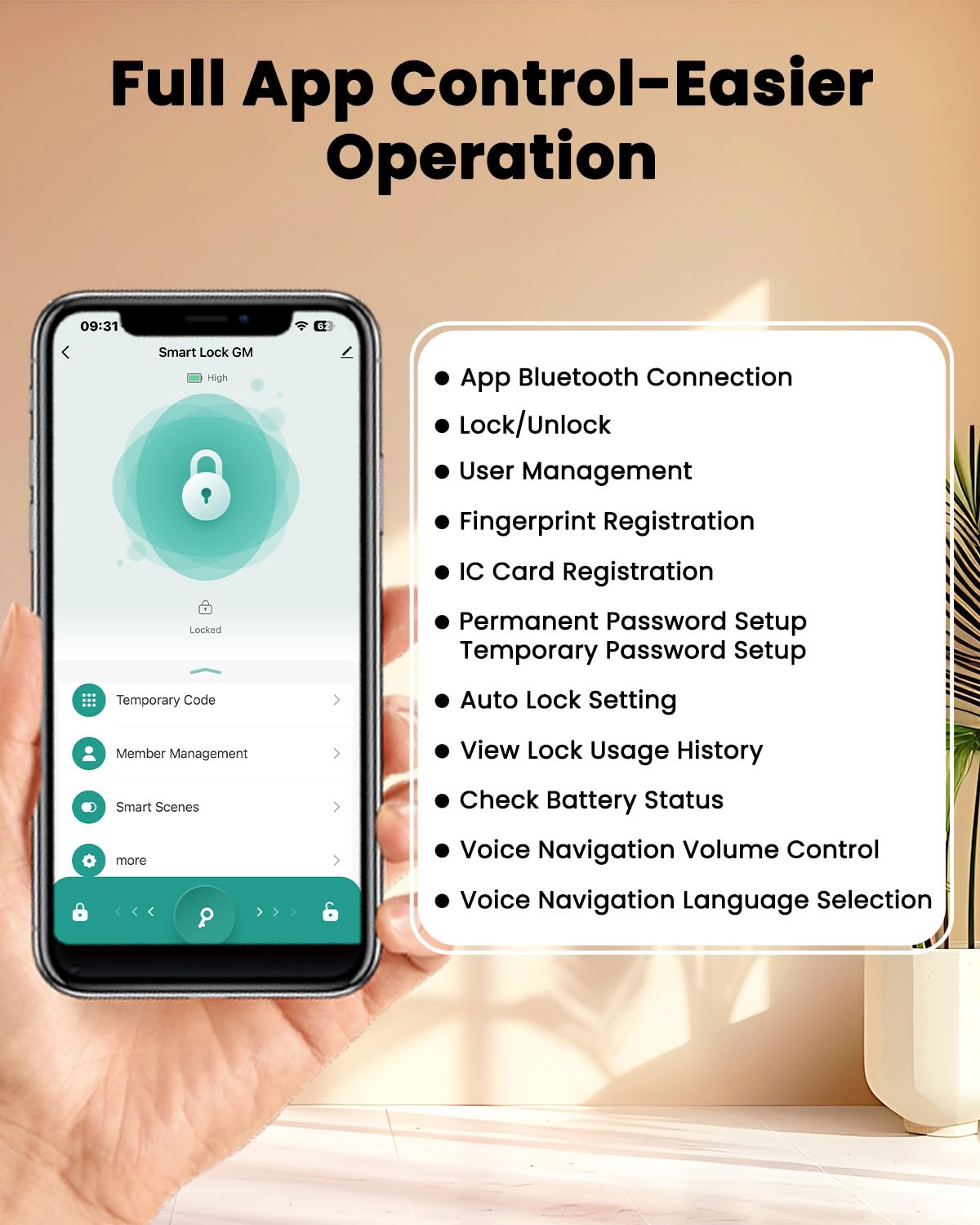 Bextgoo Smart Locks For Front Door, Keyless Entry Fingerprint Door Lock, Electronic Keypad Deadbolt With App Control Deadbolt, Passcode For Home Security