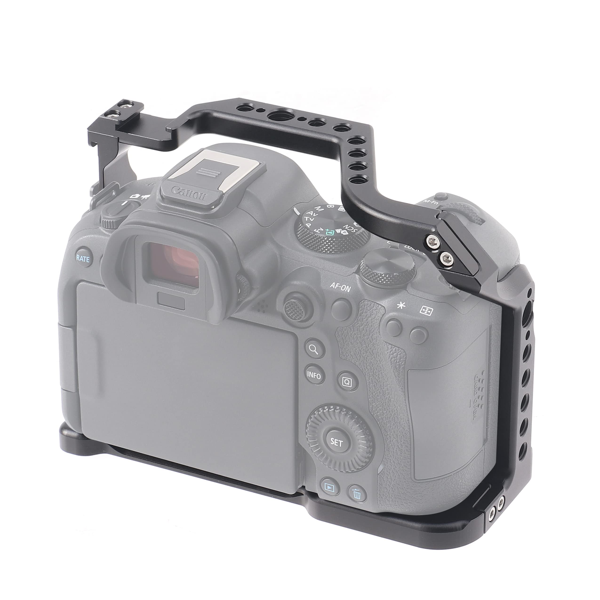 Focusfoto Camera Cage For Canon Eos R6 Mark Ii Mirrorless Camera, Aluminium Alloy Stabilizer Rig With Cold Shoe And 1/4" 3/8" Screw Mouting For Video Filmmaking