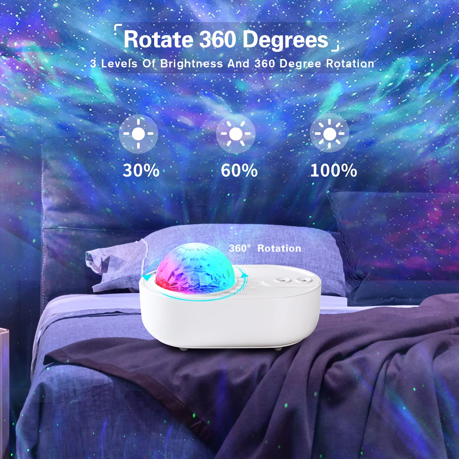 Onxe Galaxy Projector For Bedroom,10 Colors Star Projector With Bluetooth Speaker,Remote & Timer,5 White Noise Led Lights For Bedroom,Kids Night Light For Room Decor,Birthday Christmas Housewarming