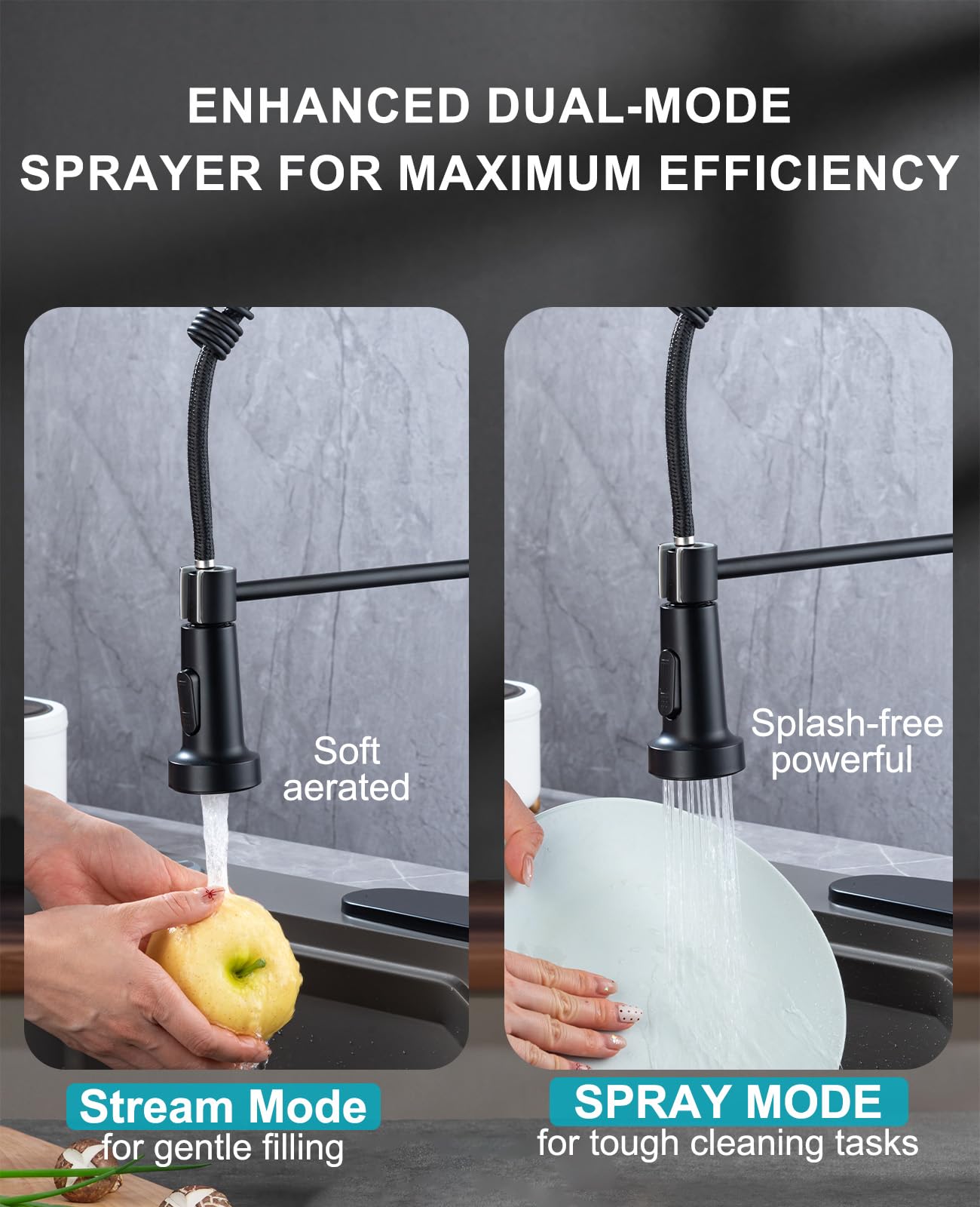 Jafeton Durable Kitchen Faucet With Pull Down Sprayer, Temperature Control 360° Rotatable Commercial Kitchen Sink Faucets Single Handle Spring Laundry Camper Utility Wet Bar Sinks
