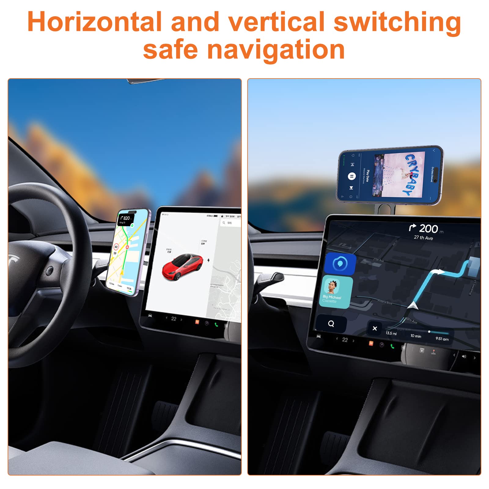 Vrig Mg-10 Magnetic Phone Holder For Laptop Designed For Iphone 14/13 / 12 Series Magsafe, Adjustable Phone Monitor Side Mount, Slim Portable Foldable Computer Expansion Bracket