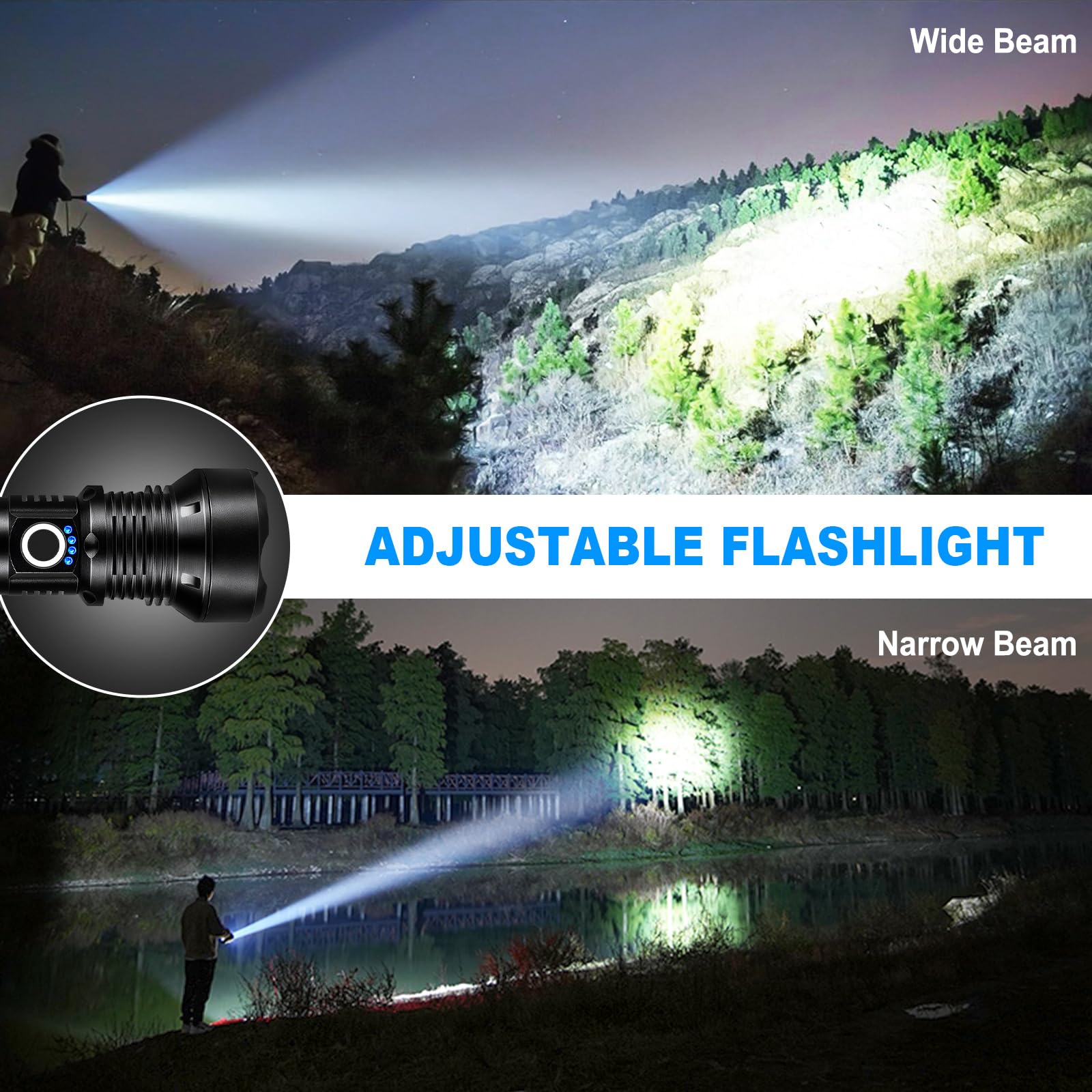 Kingcaesar Flashlights High Lumens Rechargeable, 2 Pack 990000 Lumens Super Bright Flashlight, 5 Modes Led Flashlight, Ipx7 Waterproof Powerful Flash Light For Home, Outdoor Activities