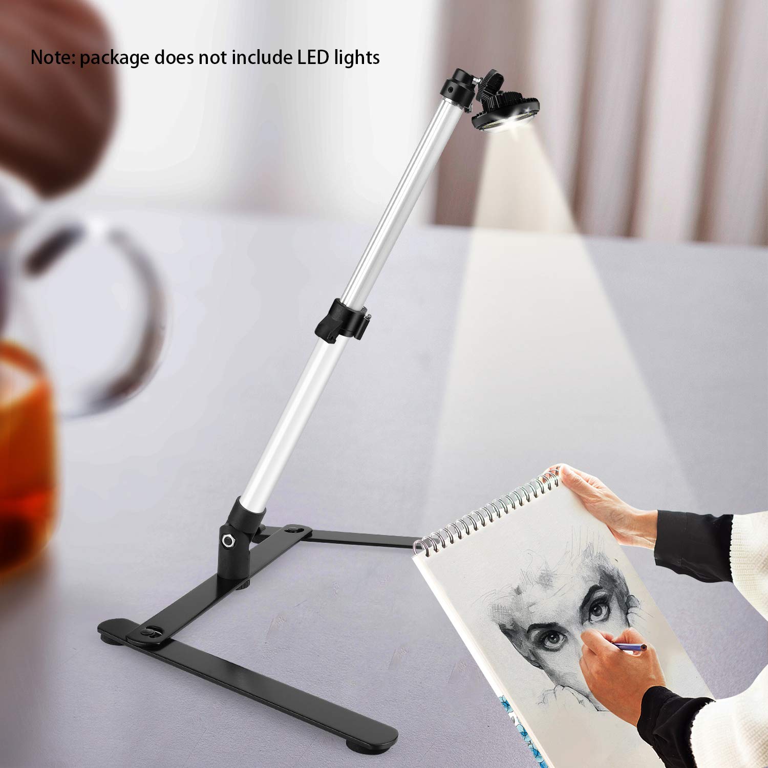 Chromlives Photo Copy Stand Pico Projector Stand With Phone Clamp Overhead Phone Mount Phone Stand Mini Tripod Adjustable Tabletop Monopod Stand Compatible With Smart-Phone