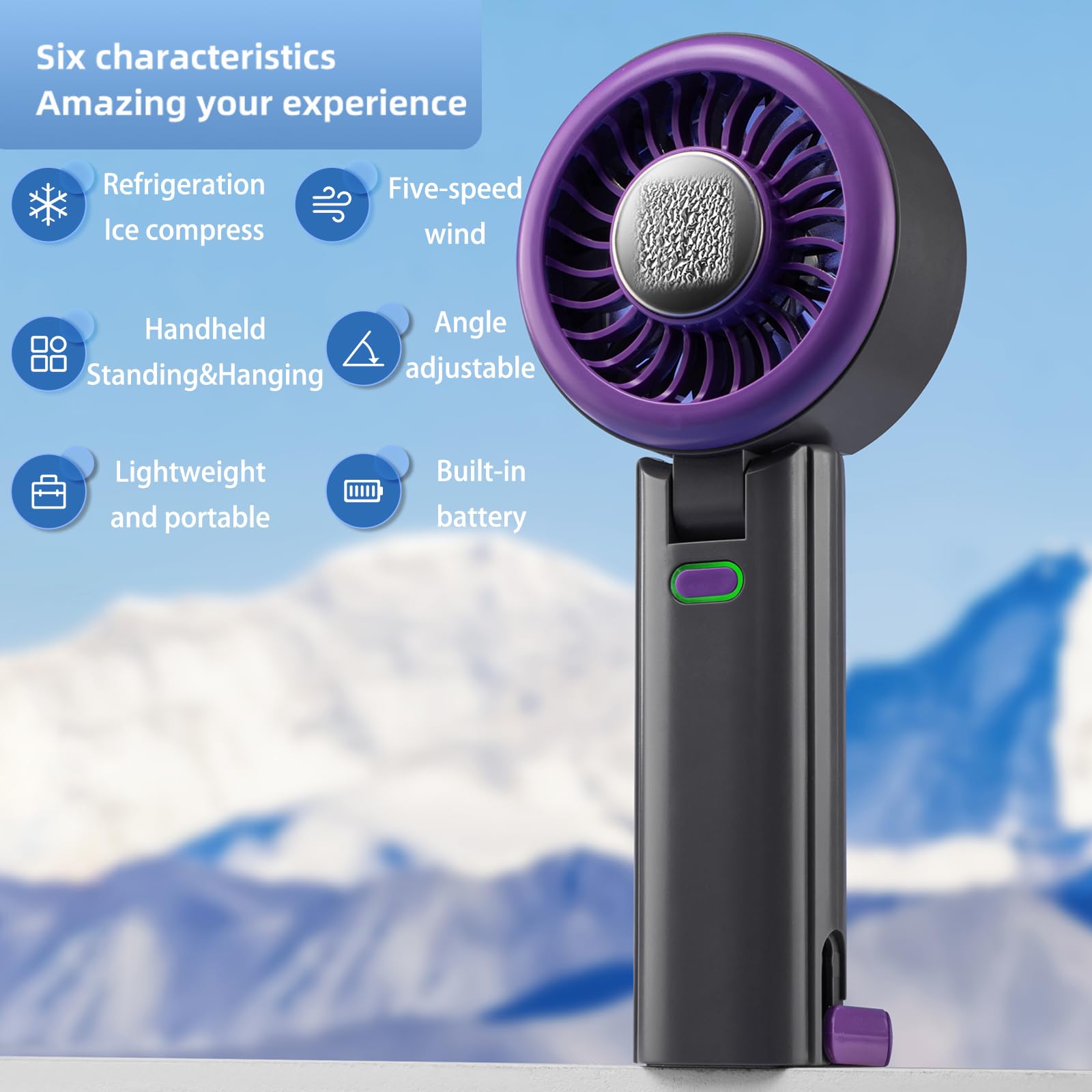 Portable Mini Fan-3 In 1 Usb Rechargeable Personal Fan, Handheld Fans,Desktop,Neck Hanging,5 Wind