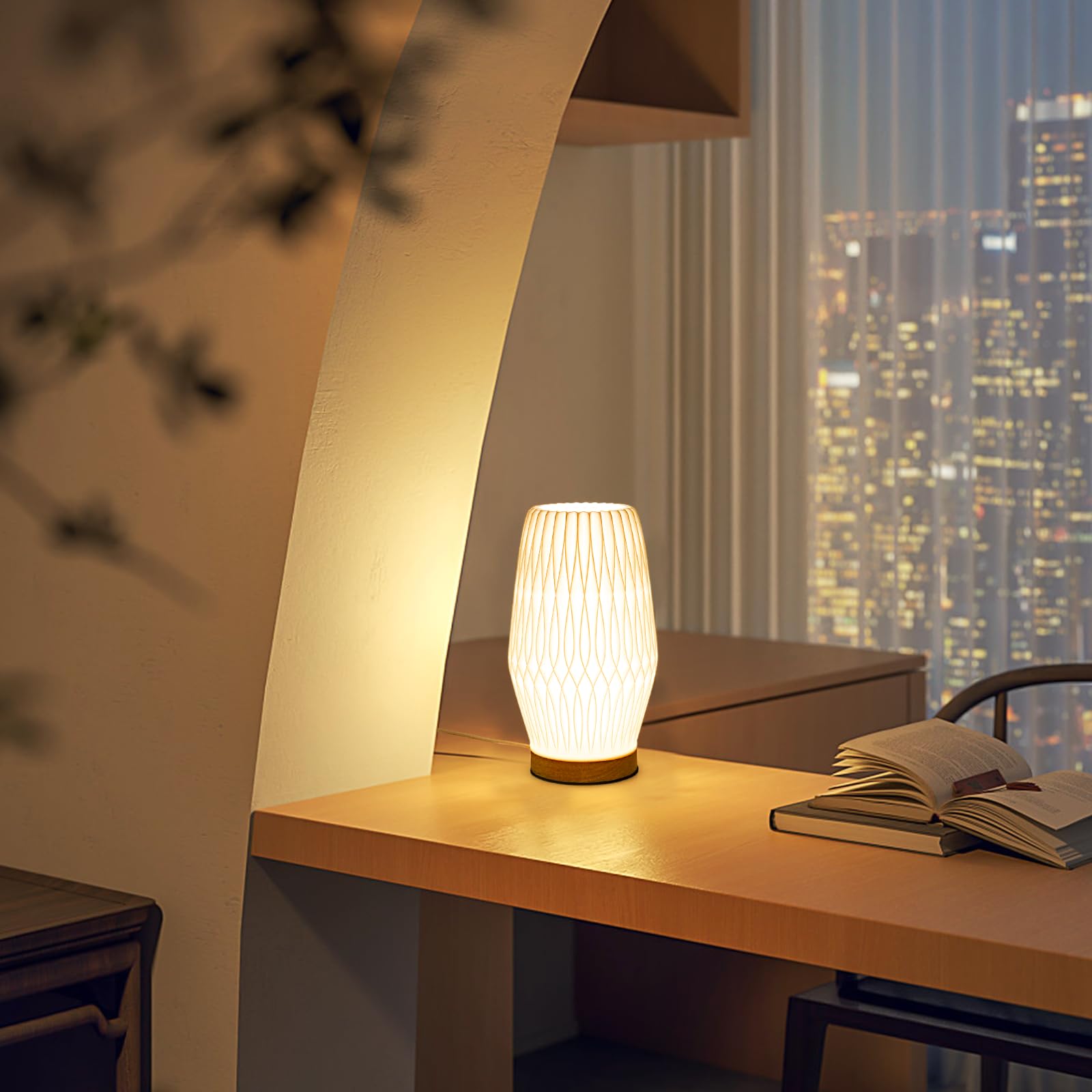 Olee Odee Novelty Small Table Lamp Bedside Art Desk Lamp - Dimmable, 3 Colors - Modern Industrial Led Table Lamp For Home Living Room, Bedroom, Nightstand Decor