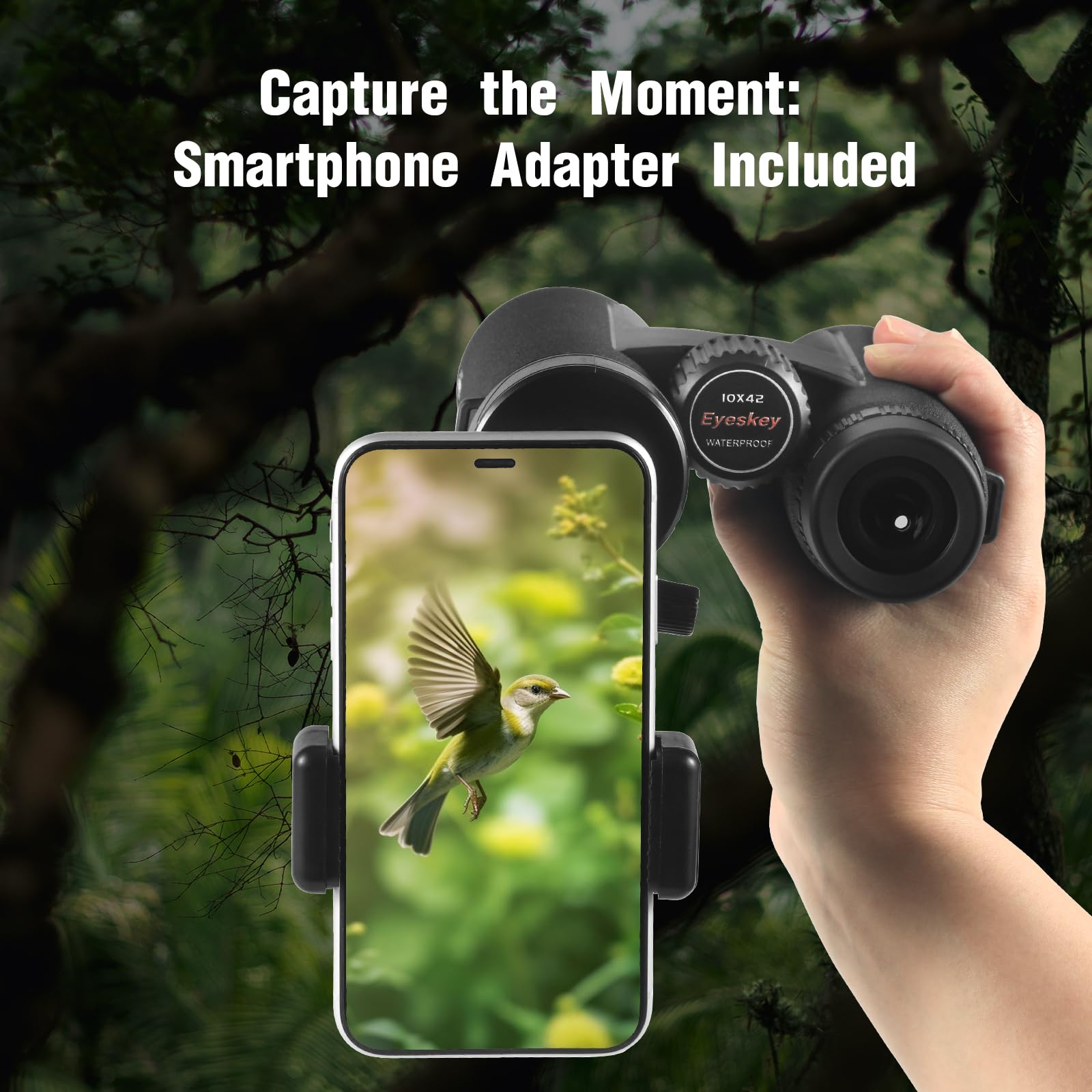 Eyeskey 10X42 Hd Binoculars For Adults High Powered With Low Light Night Vision – Lightweight Waterproof Binoculars With Smartphone Adapter For Hunting, Bird Watching, Stargazing & Outdoor Travel