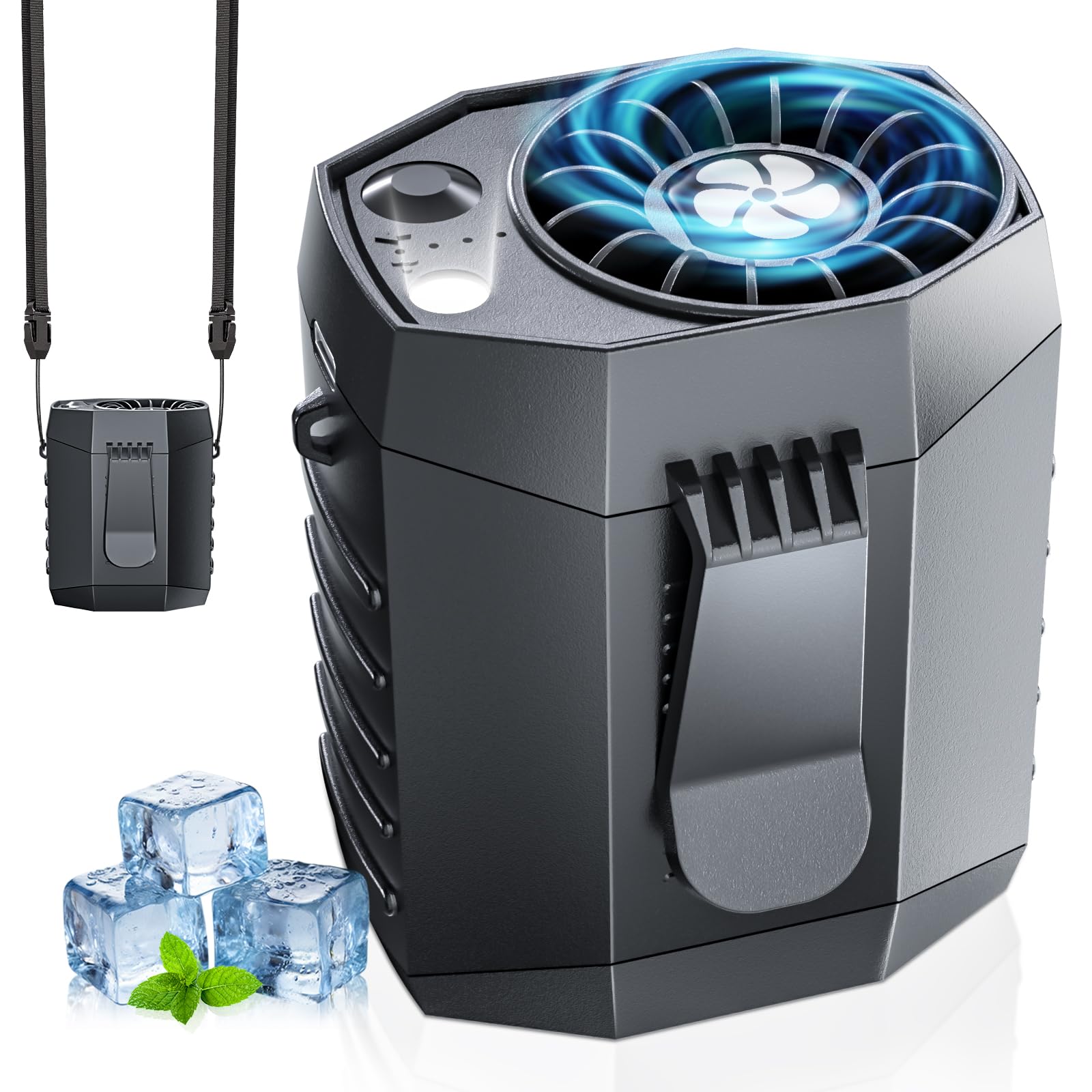 Smart Portable Rechargeable Fan With Led Light & 25H Runtime, 4-Speed 9200Rpm Turbo Cooling Personal - Koospark