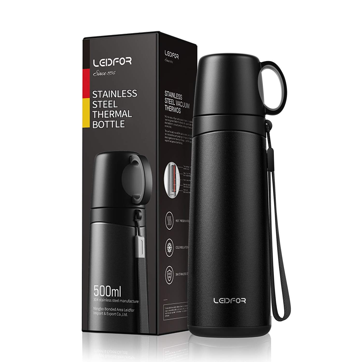Coffee Travel Mug Vacuum Insulated Thermal Water Bottle Build-In Lid Cup Stainless Steel Leak Proof